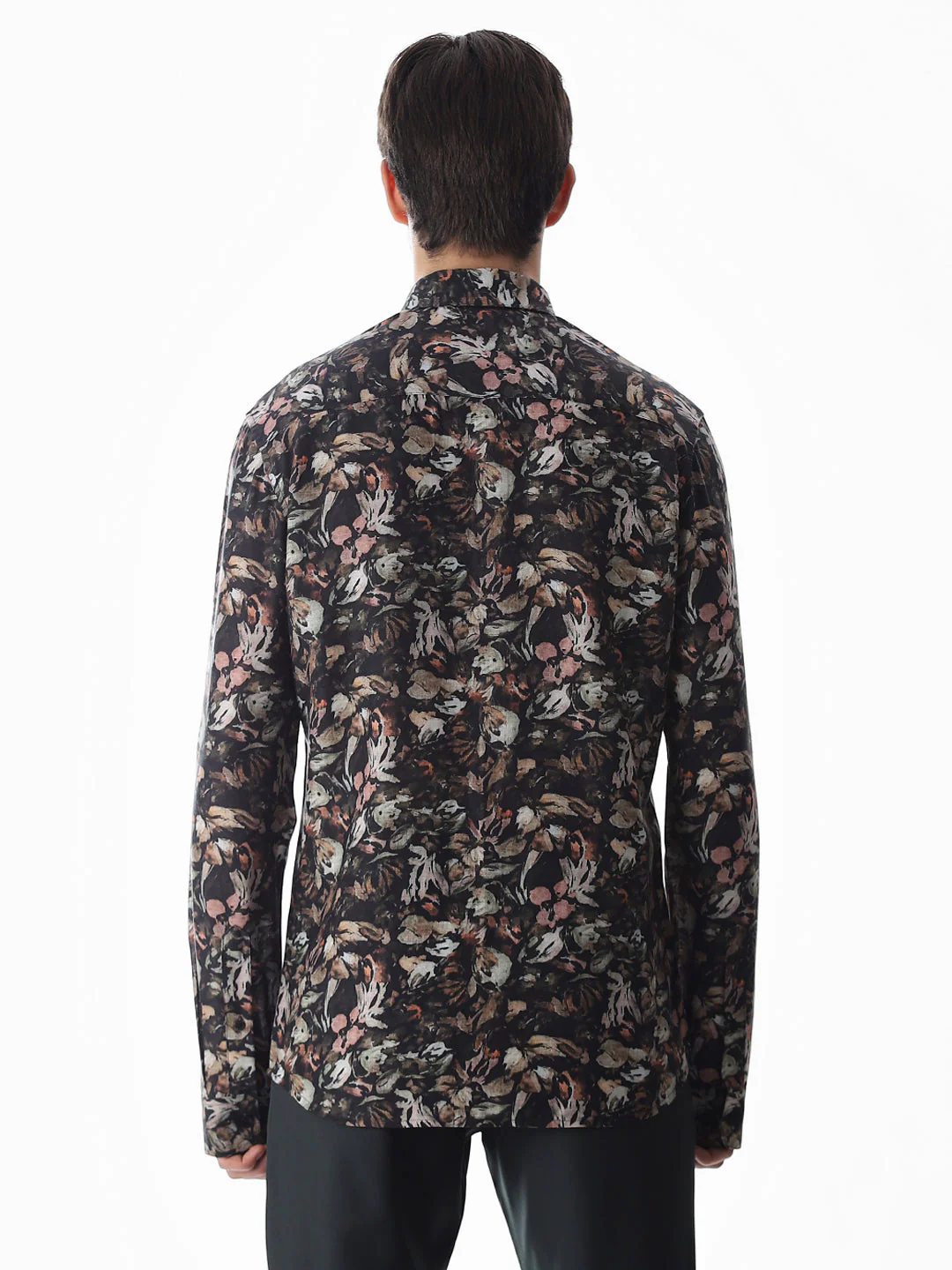 Olive Green Floral Slim Fit Shirt - Image 9