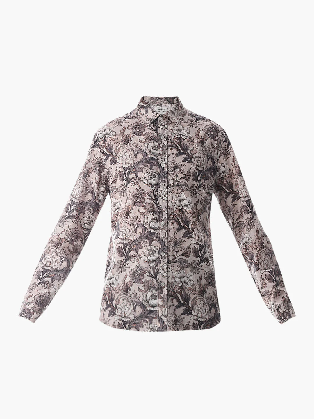 Brown Printed Slim Fit Shirt - Image 7