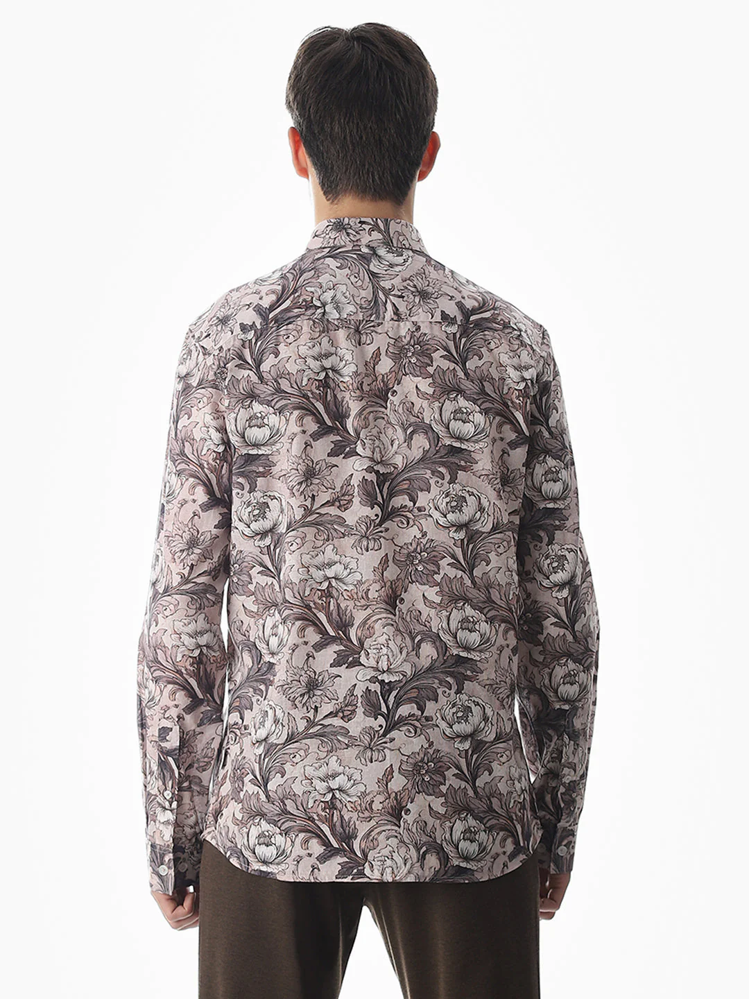 Brown Printed Slim Fit Shirt - Image 9