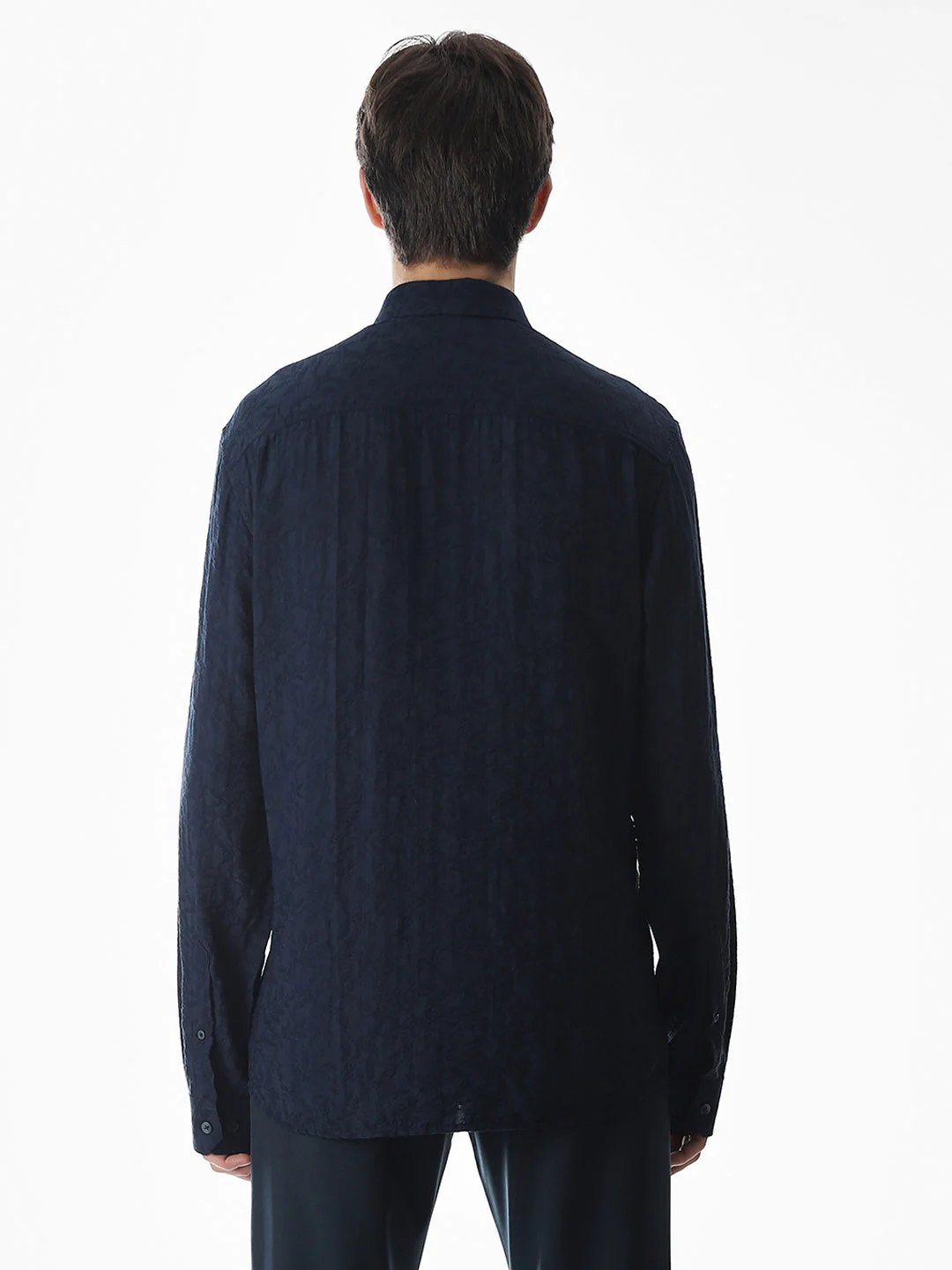 Dark Blue Dobby Printed Shirt - Image 9