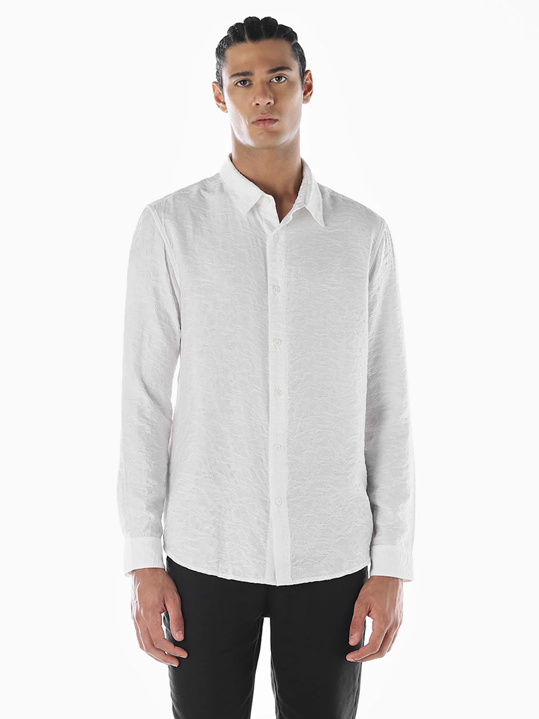 White Dobby Viscose Blend Shirt - Image 2