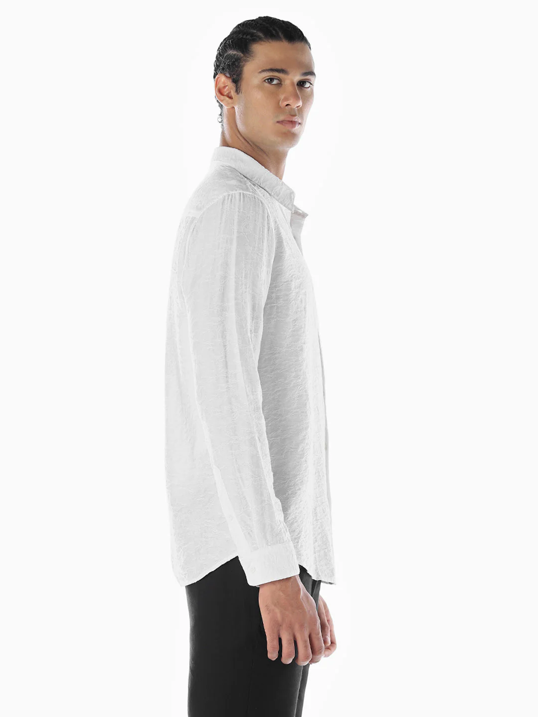 White Dobby Viscose Blend Shirt - Image 3
