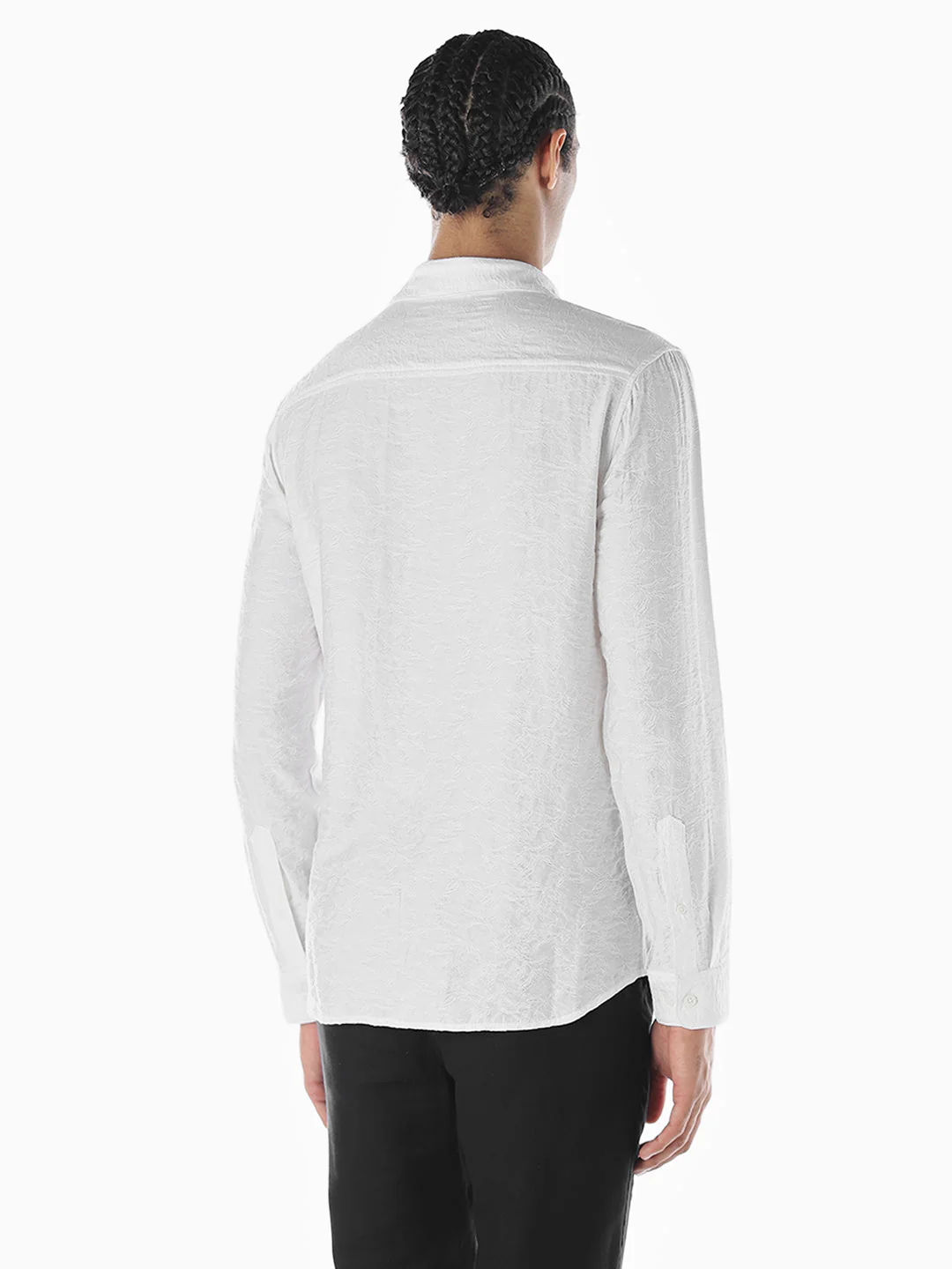 White Dobby Viscose Blend Shirt - Image 4