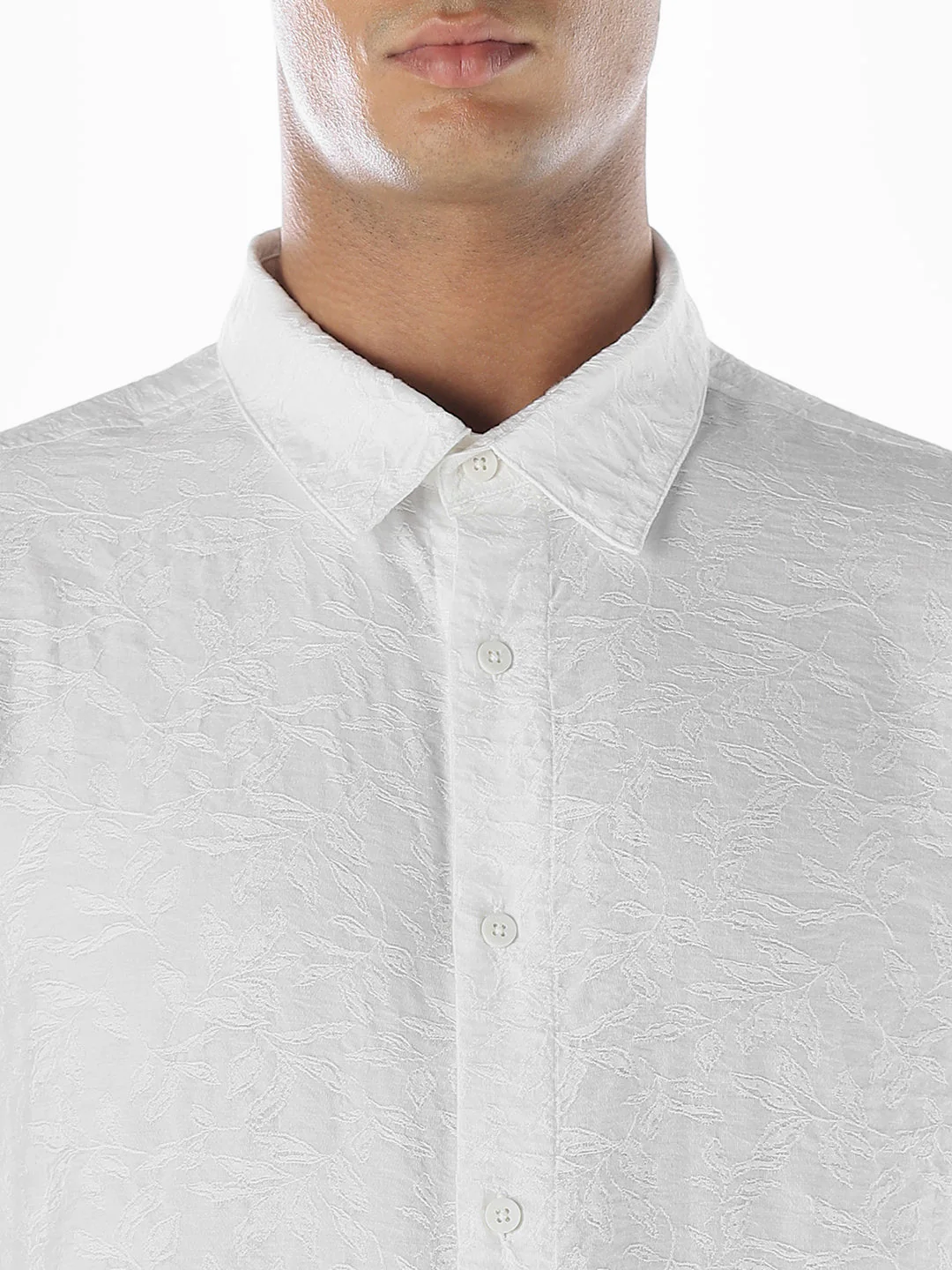 White Dobby Viscose Blend Shirt - Image 5