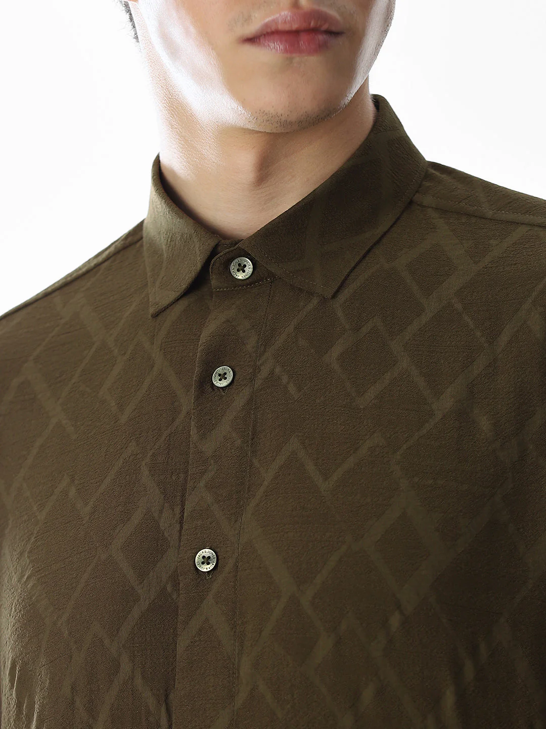 Green Dobby Full Sleeves Shirt - Image 5