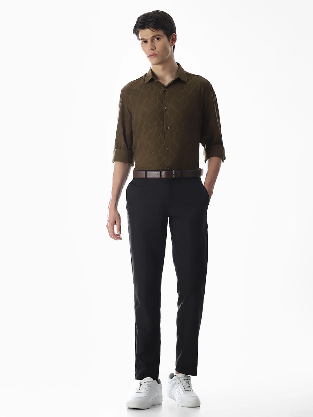 Green Dobby Full Sleeves Shirt - Image 6