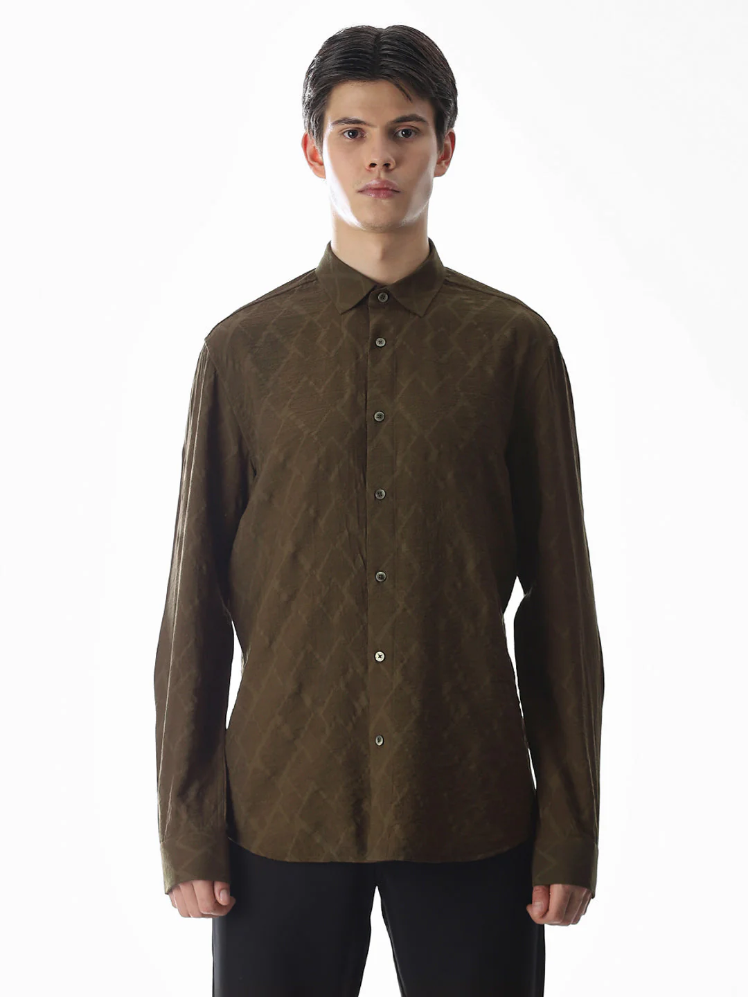 Green Dobby Full Sleeves Shirt - Image 8