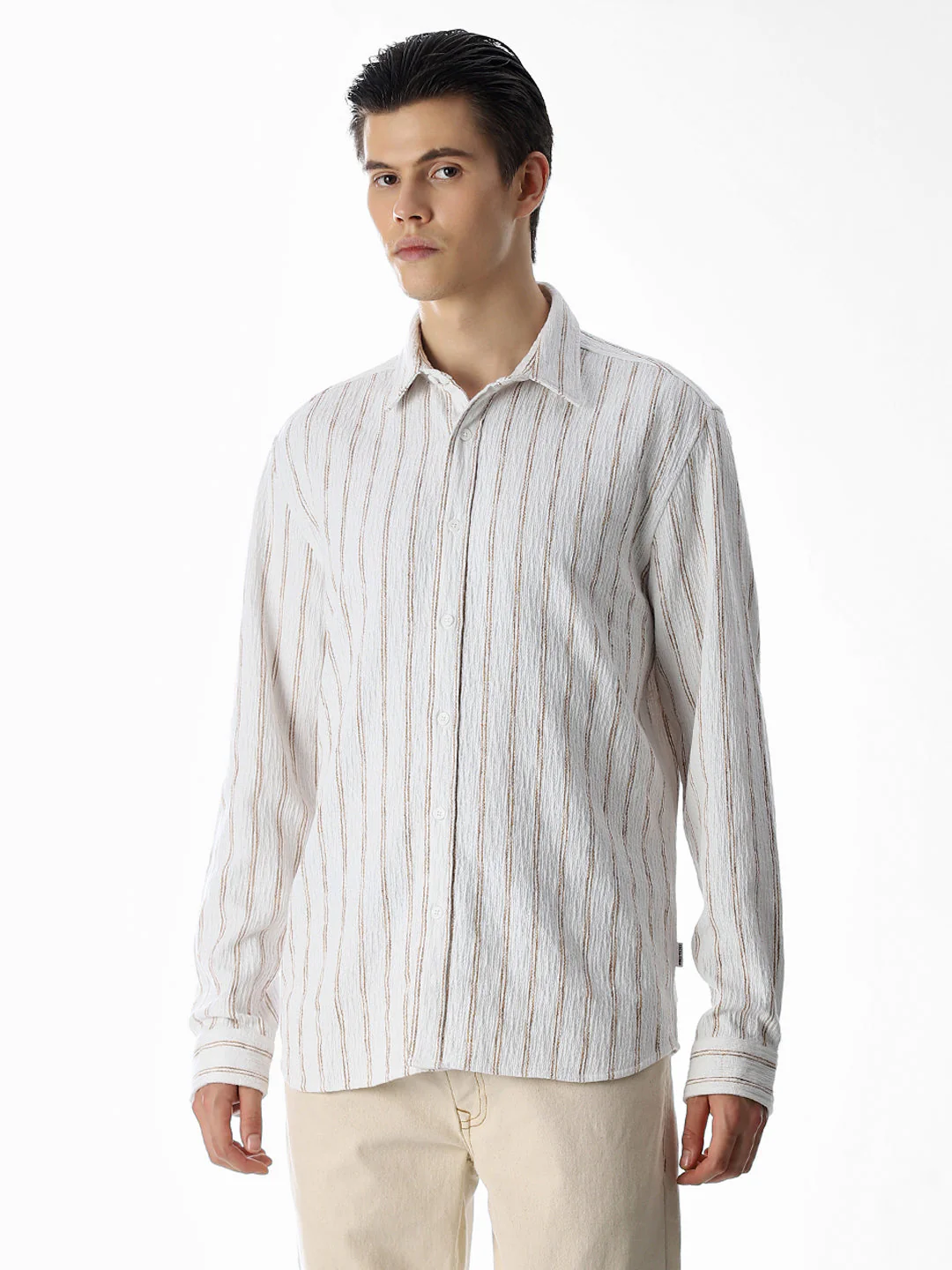 White Striped Cotton Shirt - Image 2