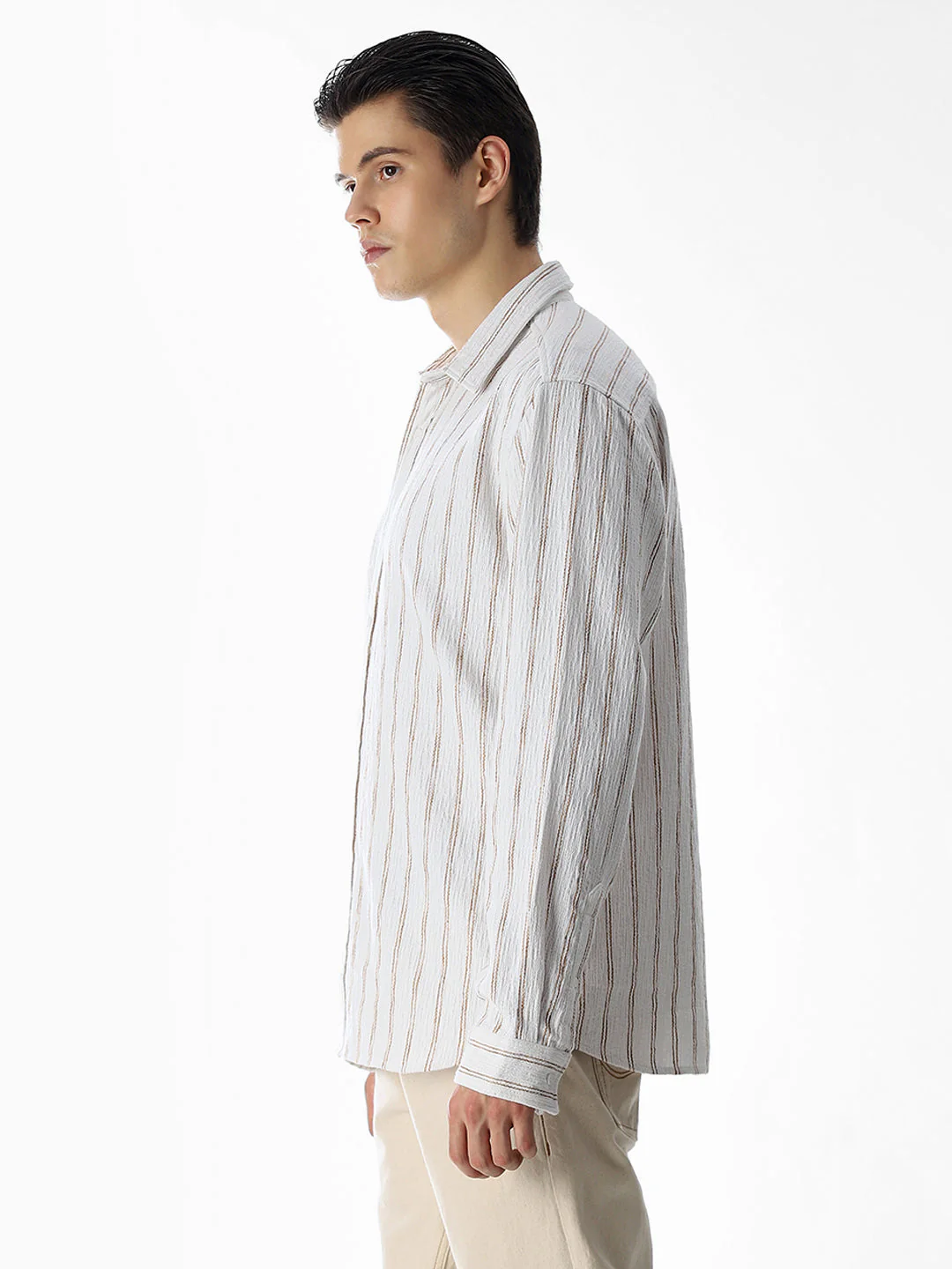 White Striped Cotton Shirt - Image 3