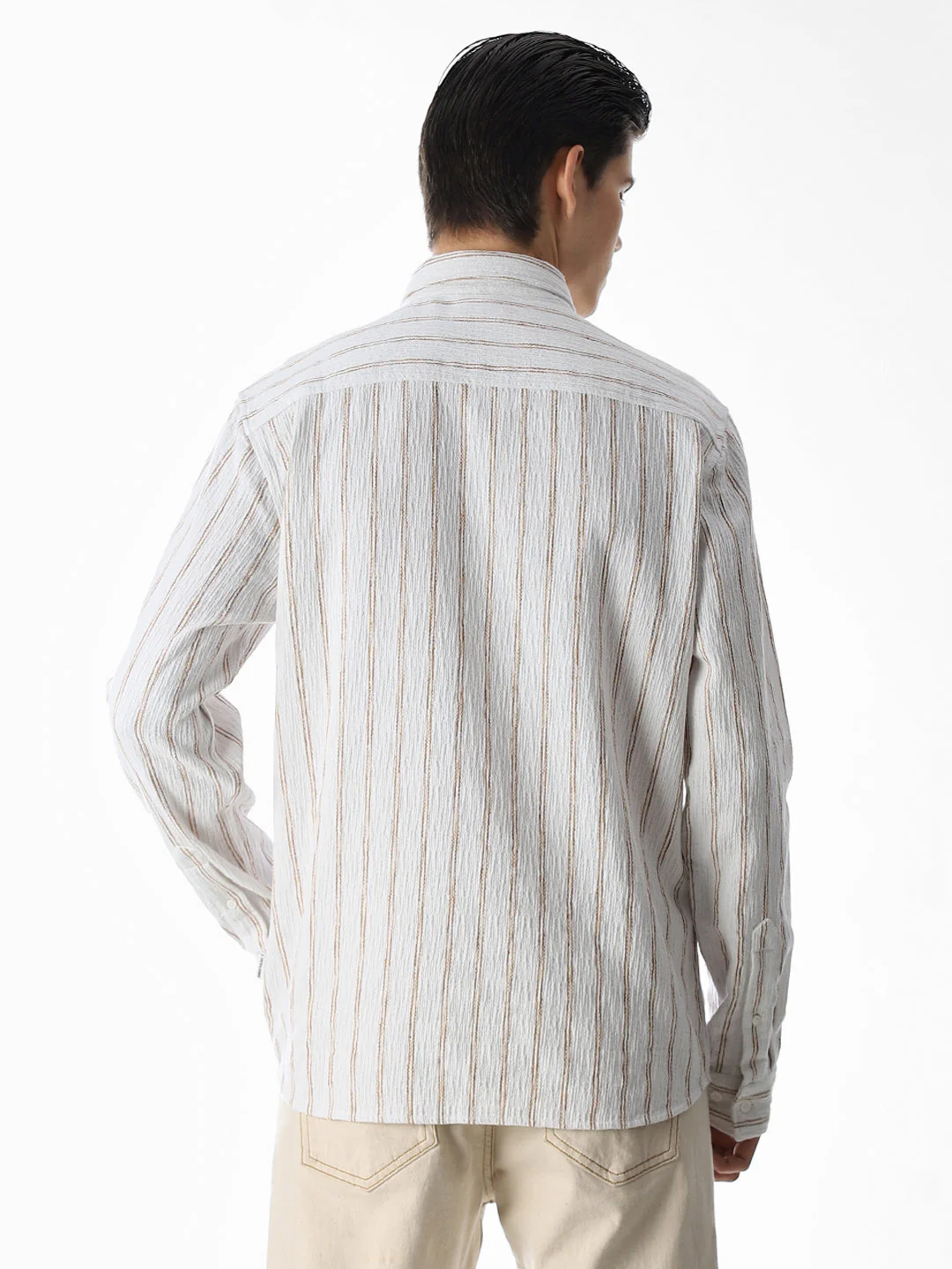 White Striped Cotton Shirt - Image 4