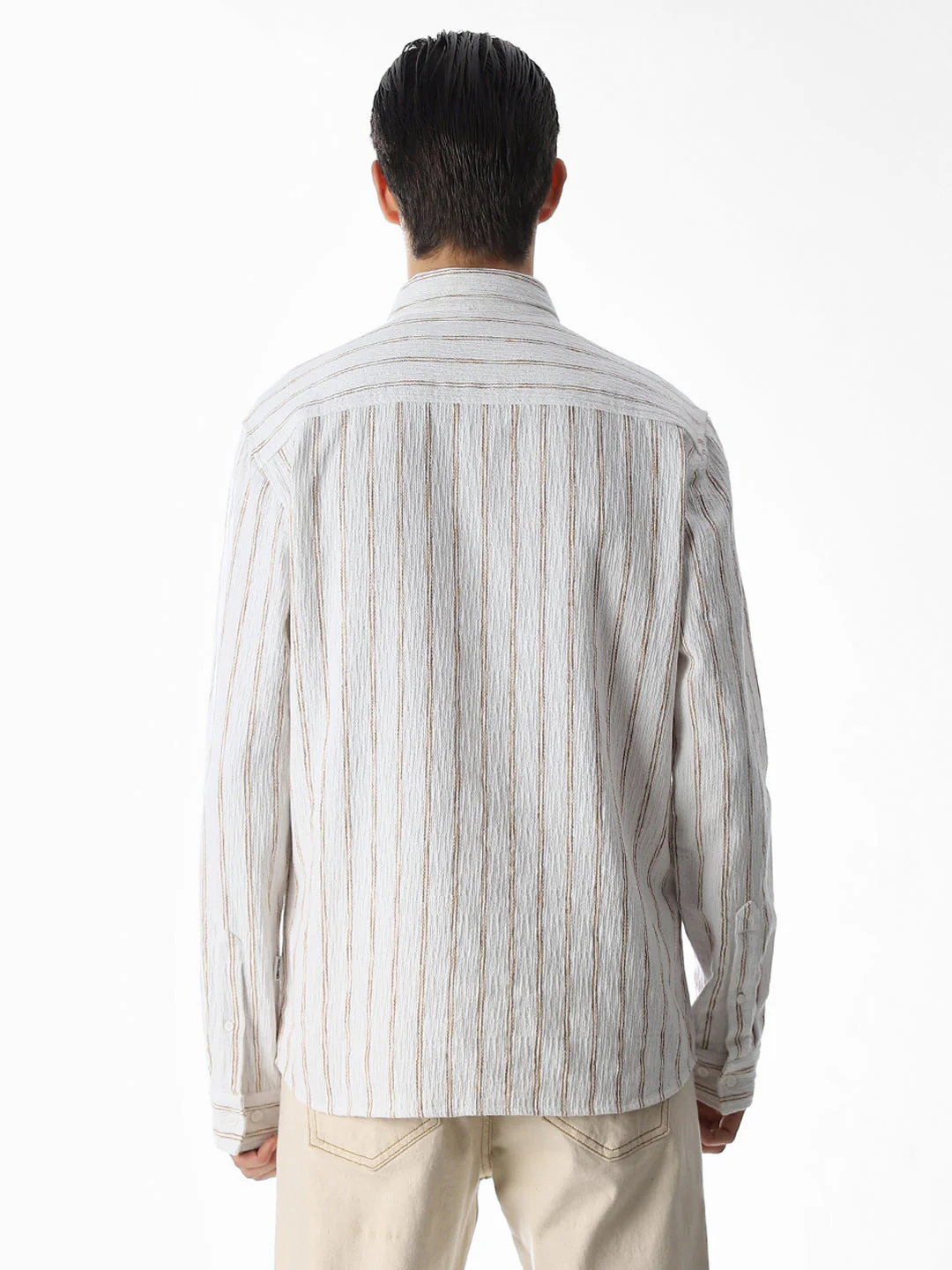 White Striped Cotton Shirt - Image 9