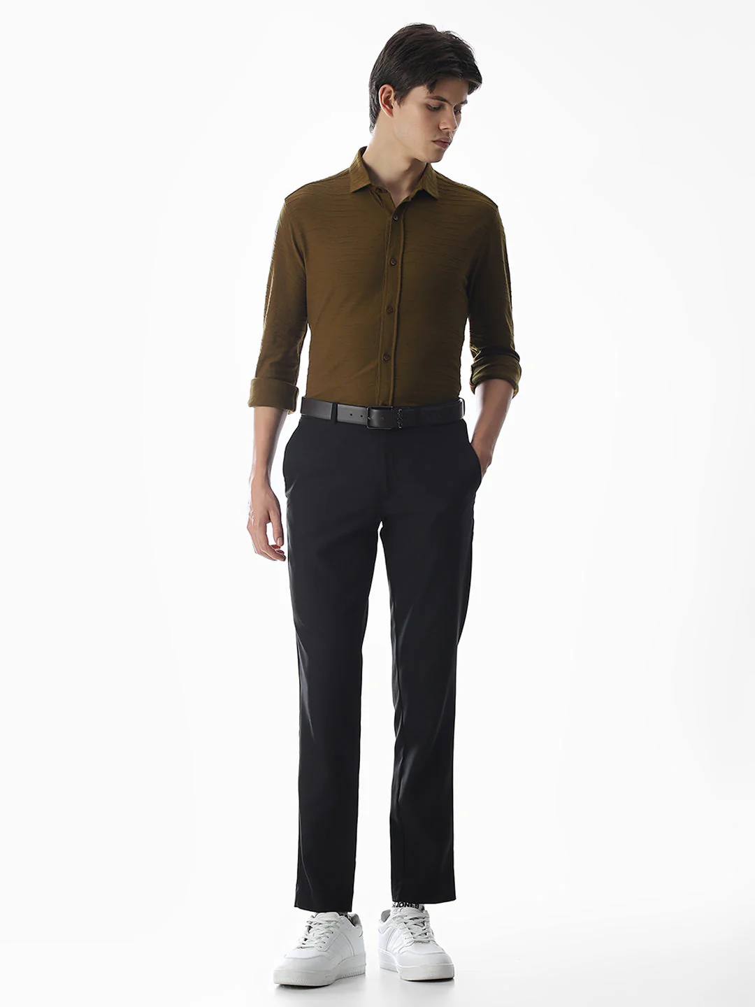 Brown Knitted Slim Fit Shirt - Image 6