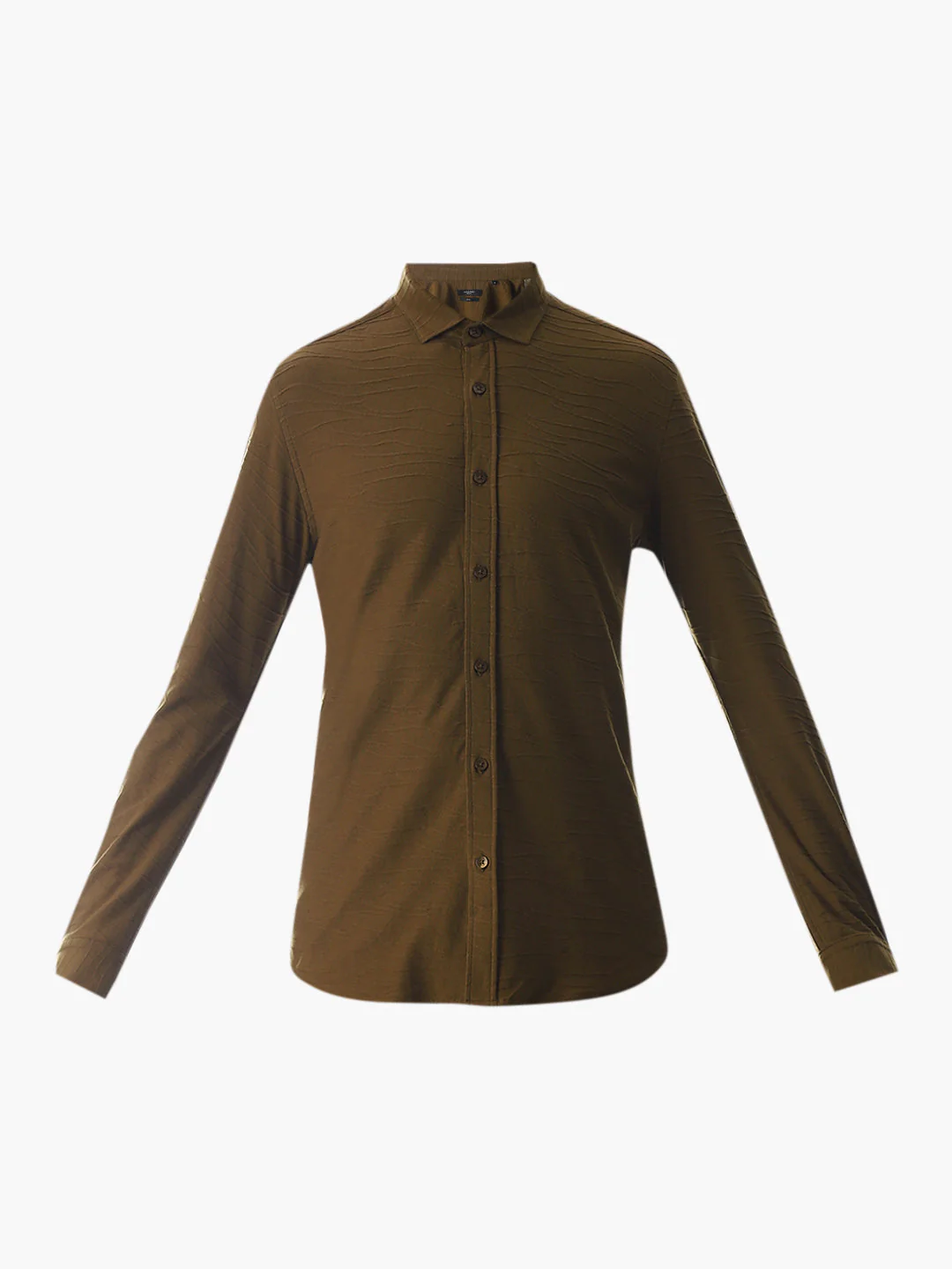 Brown Knitted Slim Fit Shirt - Image 7