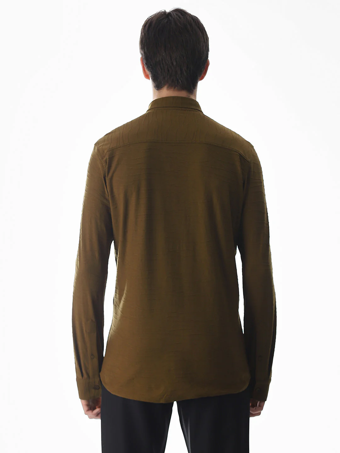 Brown Knitted Slim Fit Shirt - Image 9