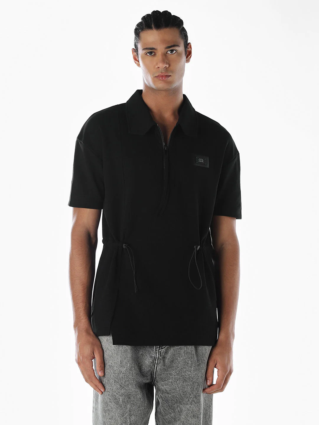 Zip-Up Cinched Cotton Polo - Image 2