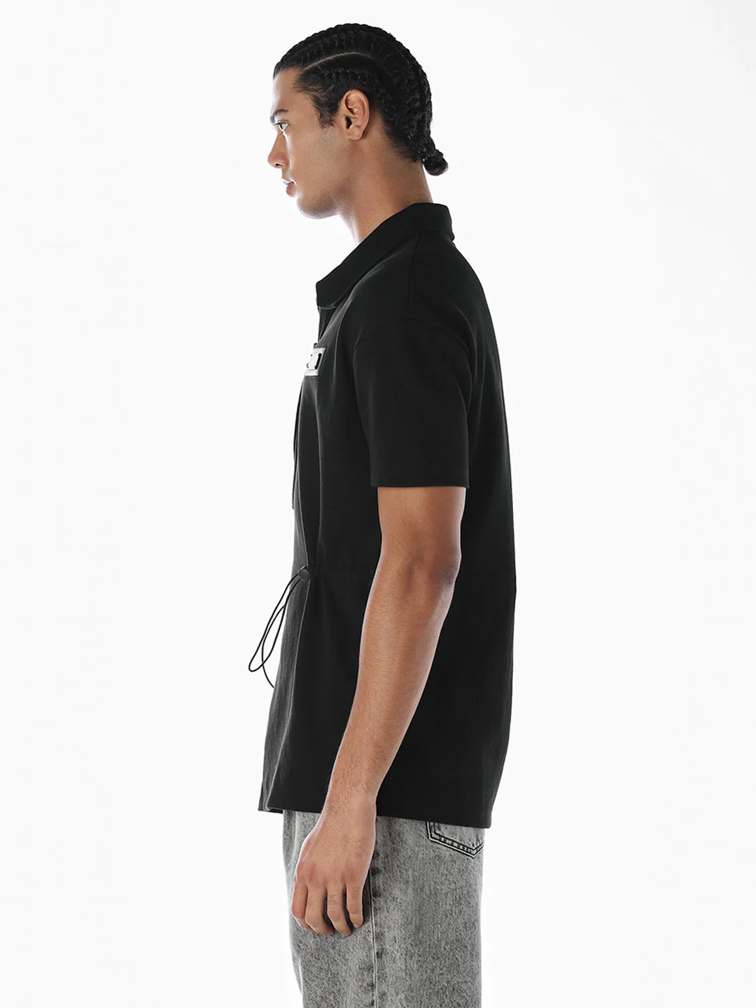 Zip-Up Cinched Cotton Polo - Image 3