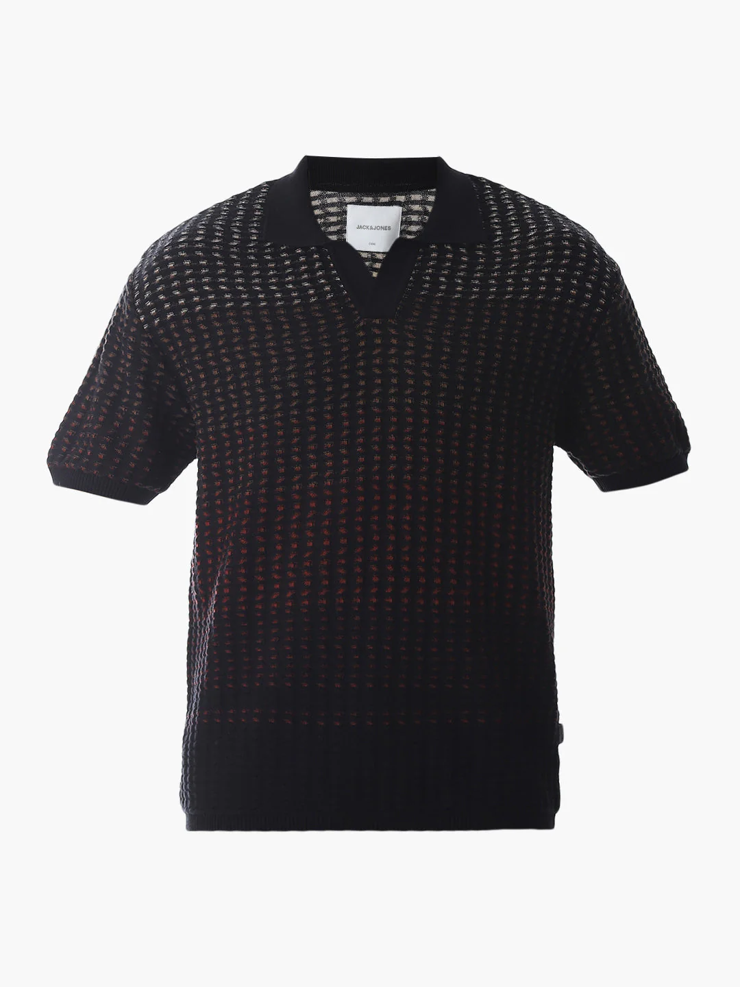 Black Jacquard Knitted Boxy Fit Polo - Image 7