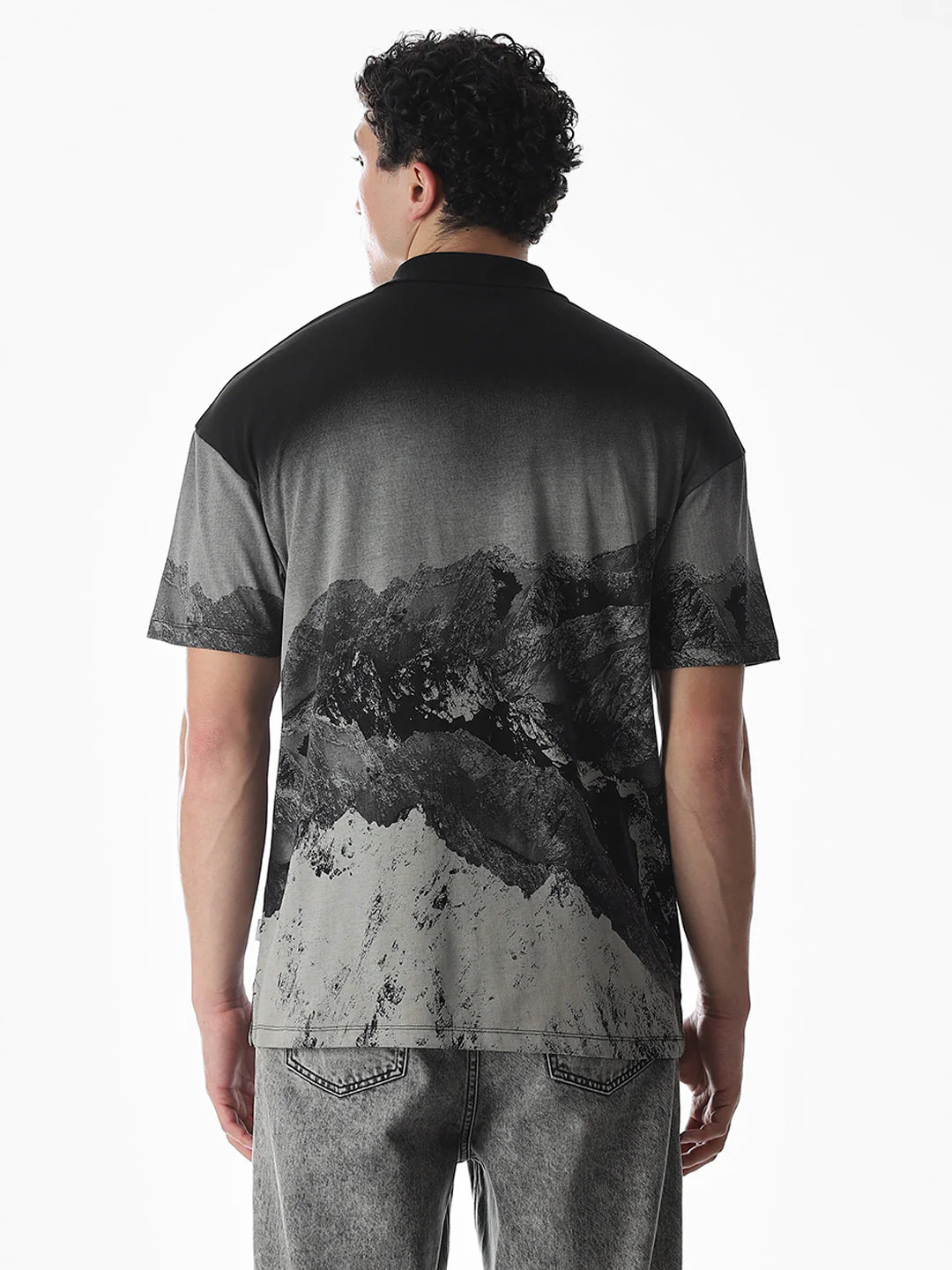Black Printed Cotton Polo - Image 4