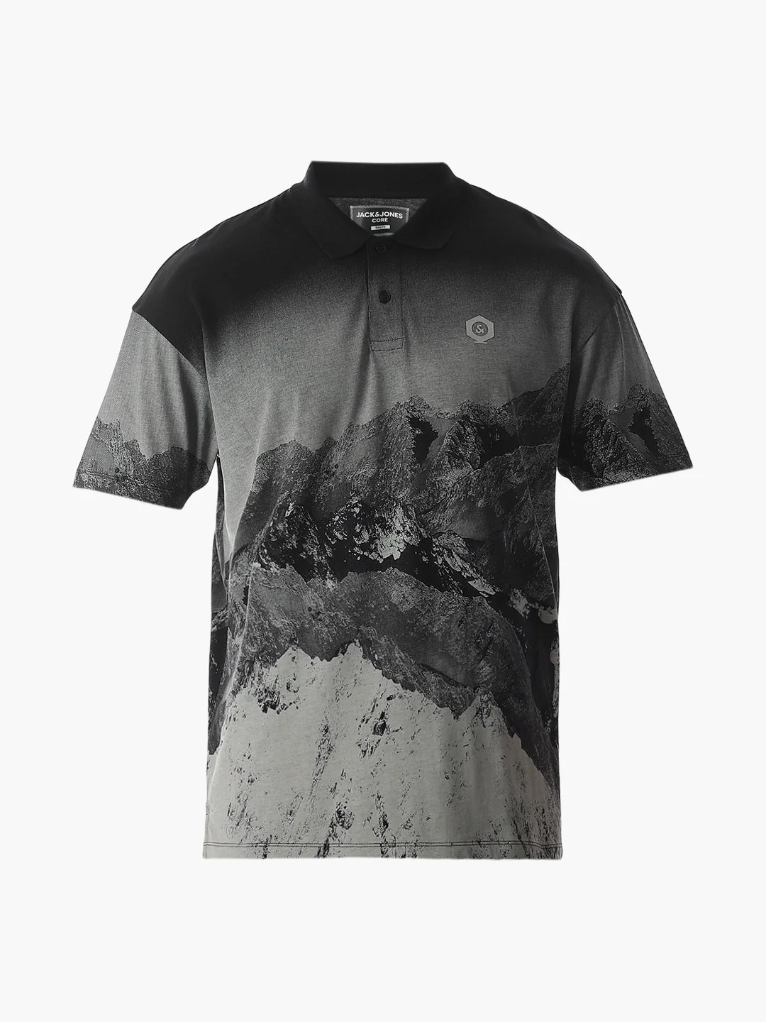 Black Printed Cotton Polo - Image 7