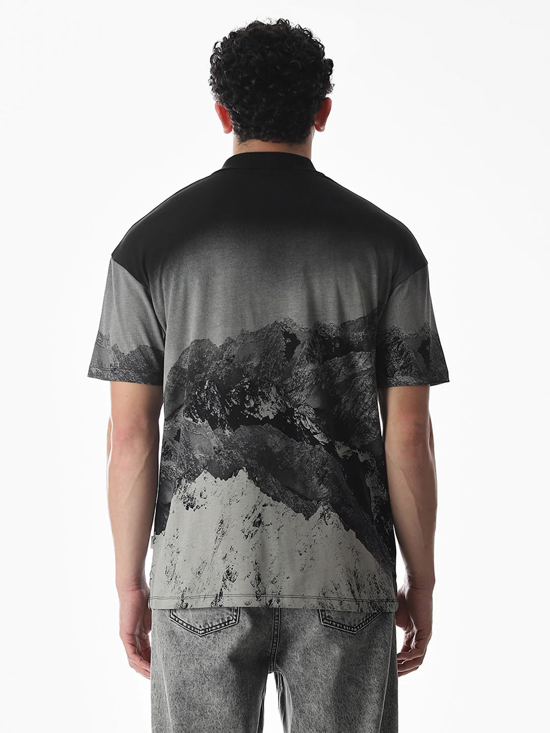 Black Printed Cotton Polo - Image 9
