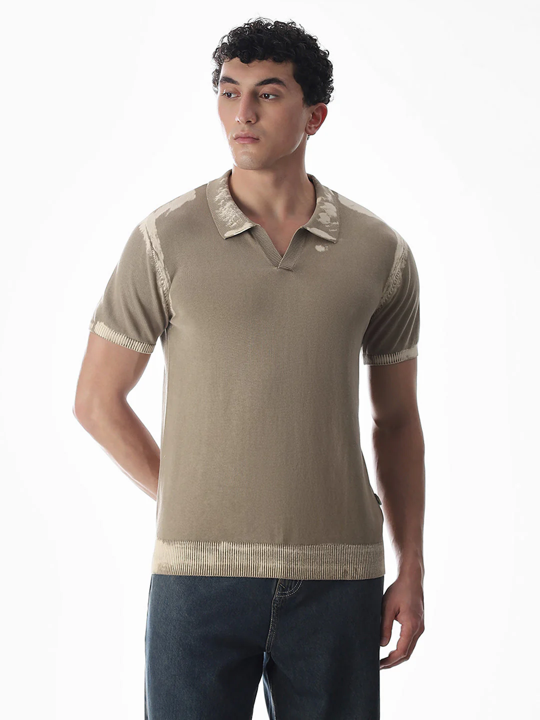 Brown Washed Knitted Polo - Image 2