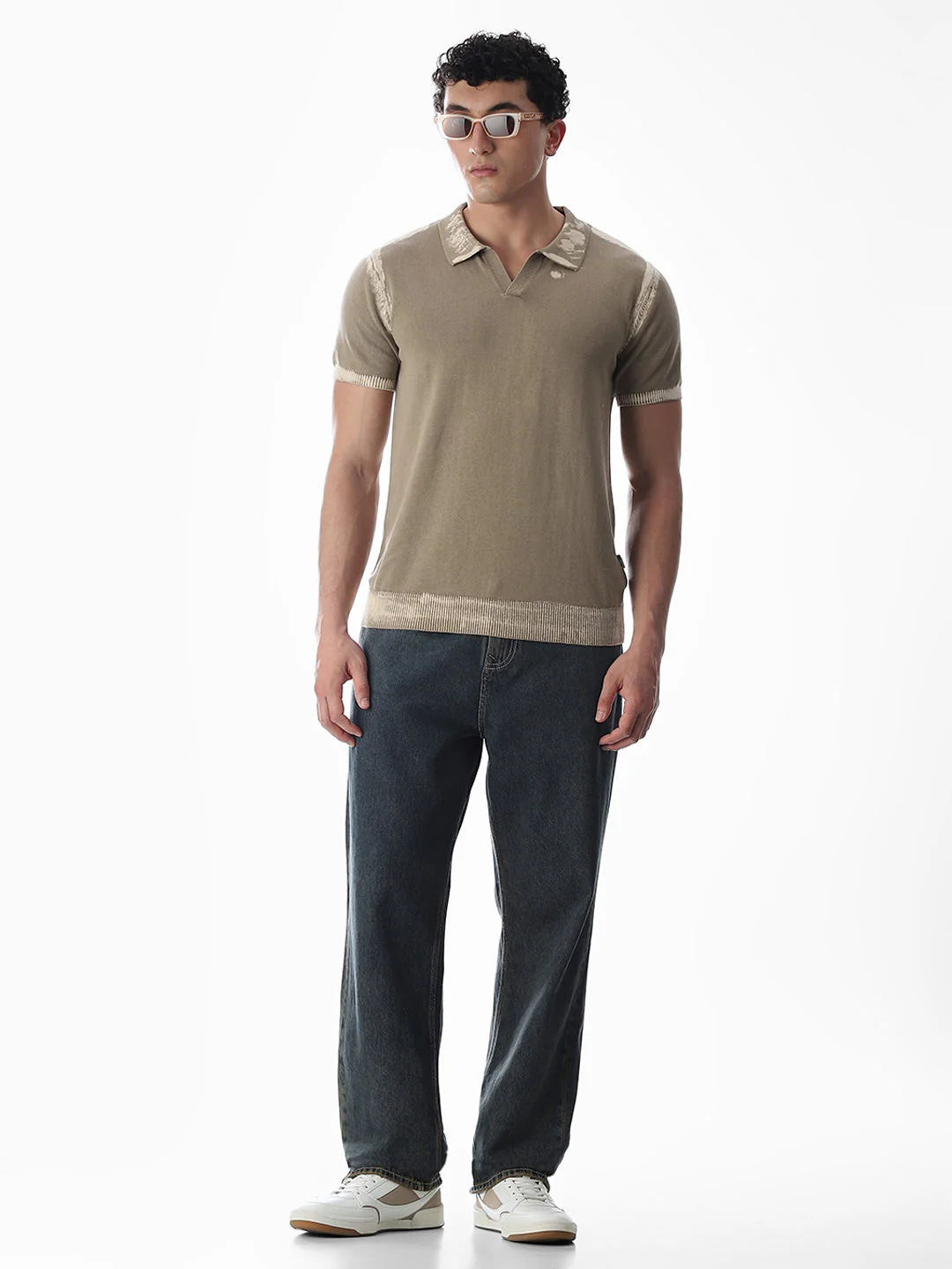 Brown Washed Knitted Polo - Image 6