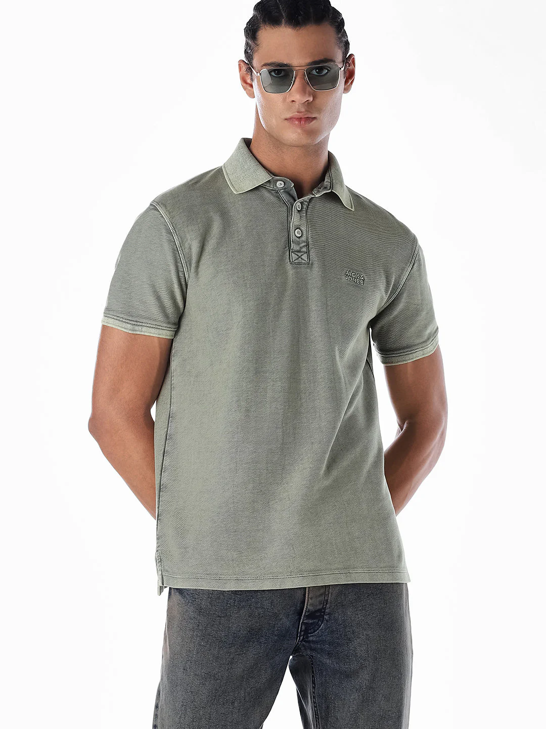 Washed Green Cotton Polo