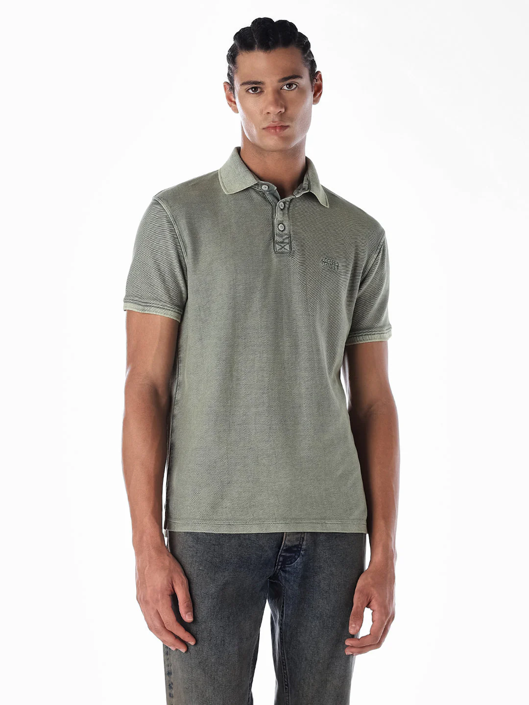 Washed Green Cotton Polo - Image 2