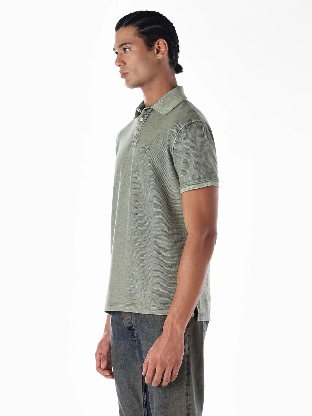 Washed Green Cotton Polo - Image 3