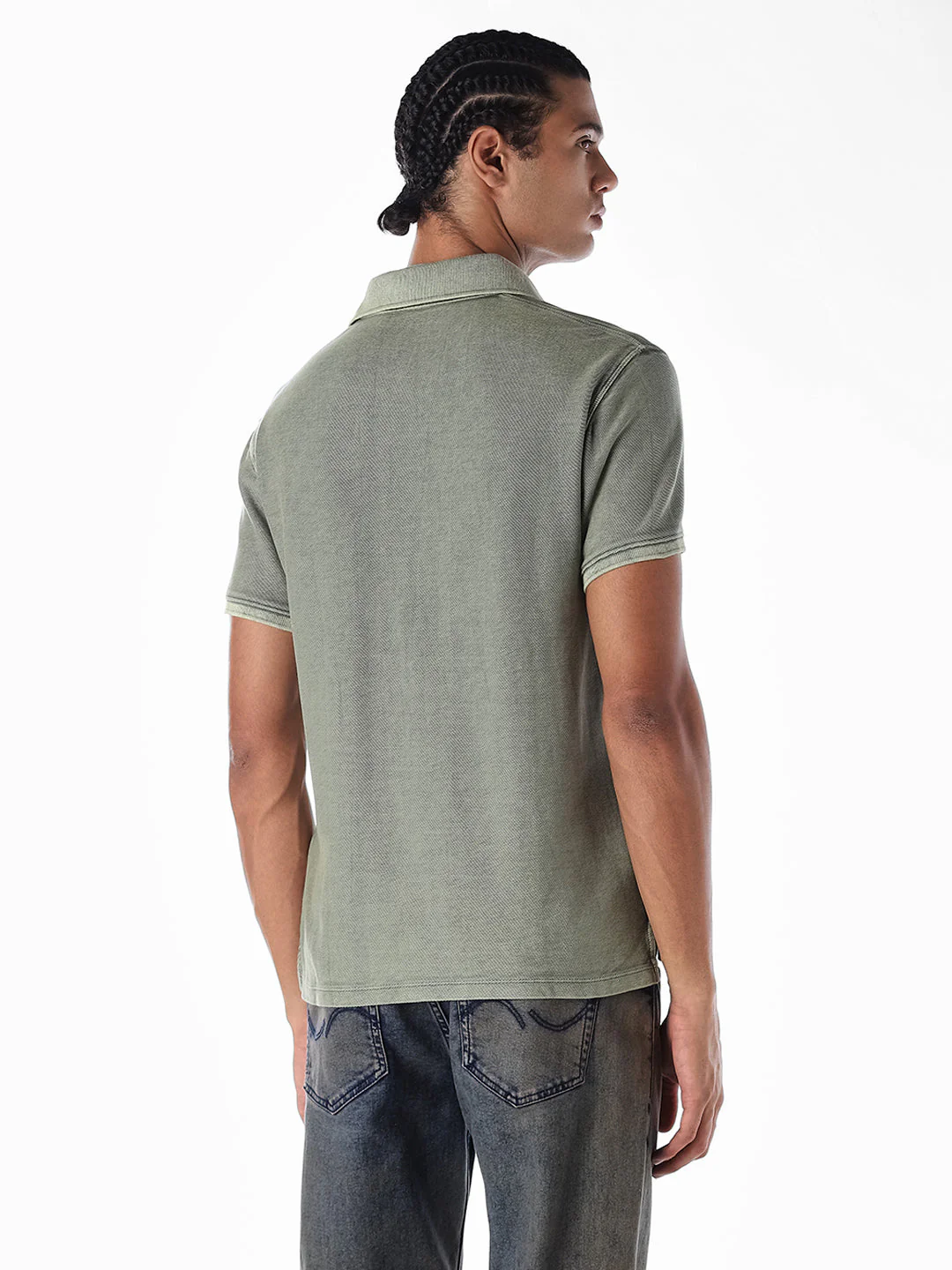 Washed Green Cotton Polo - Image 4