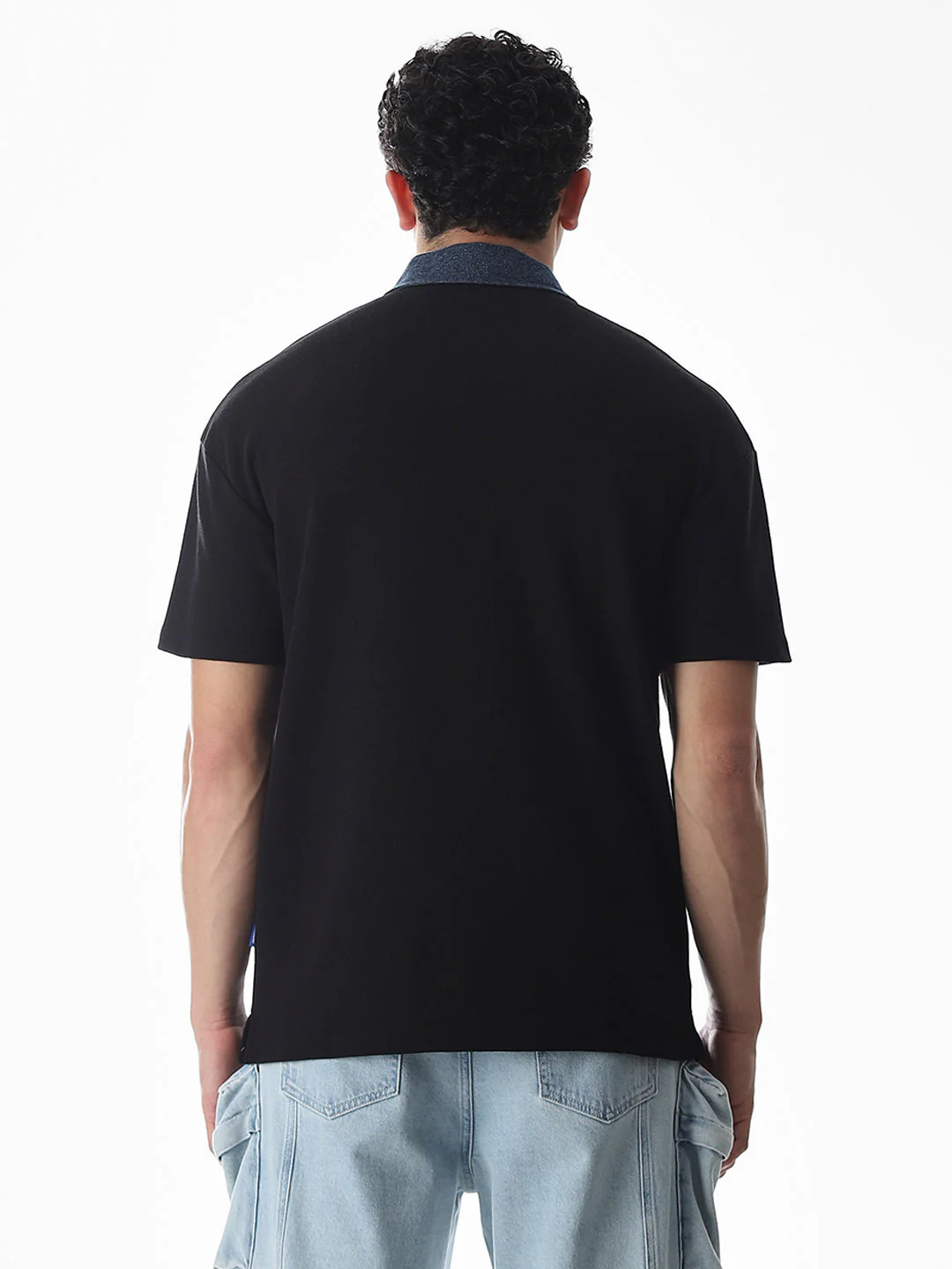 Black Logo Print Drop Shoulder Polo - Image 9