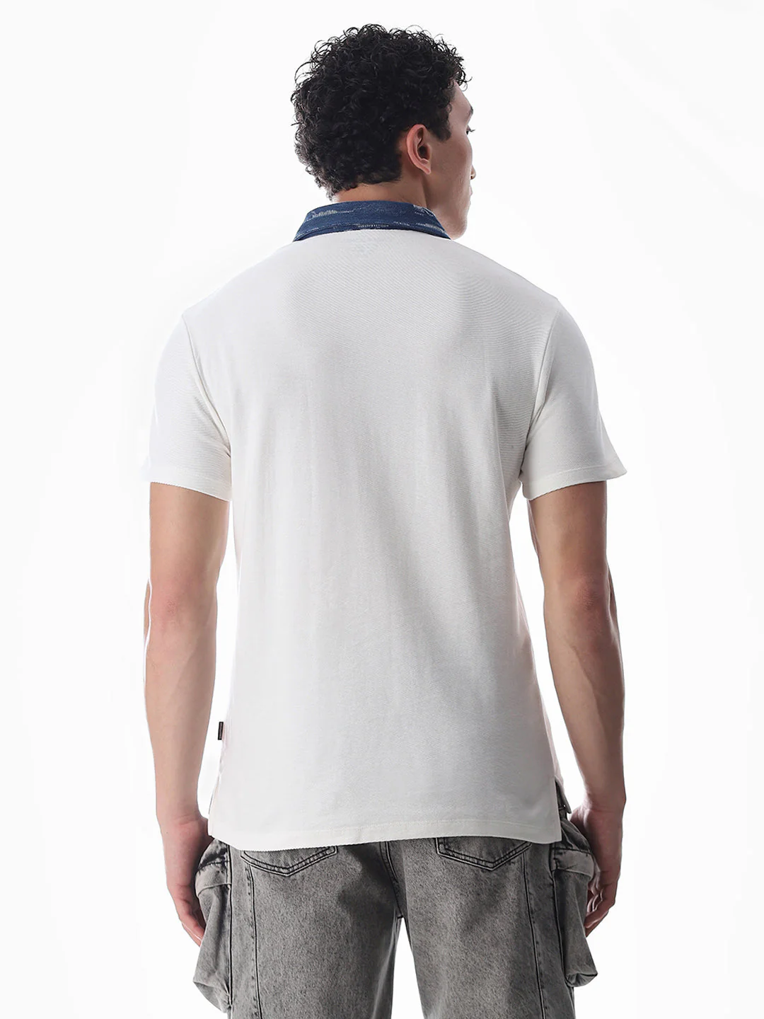 White Logo Print Cotton Polo - Image 4