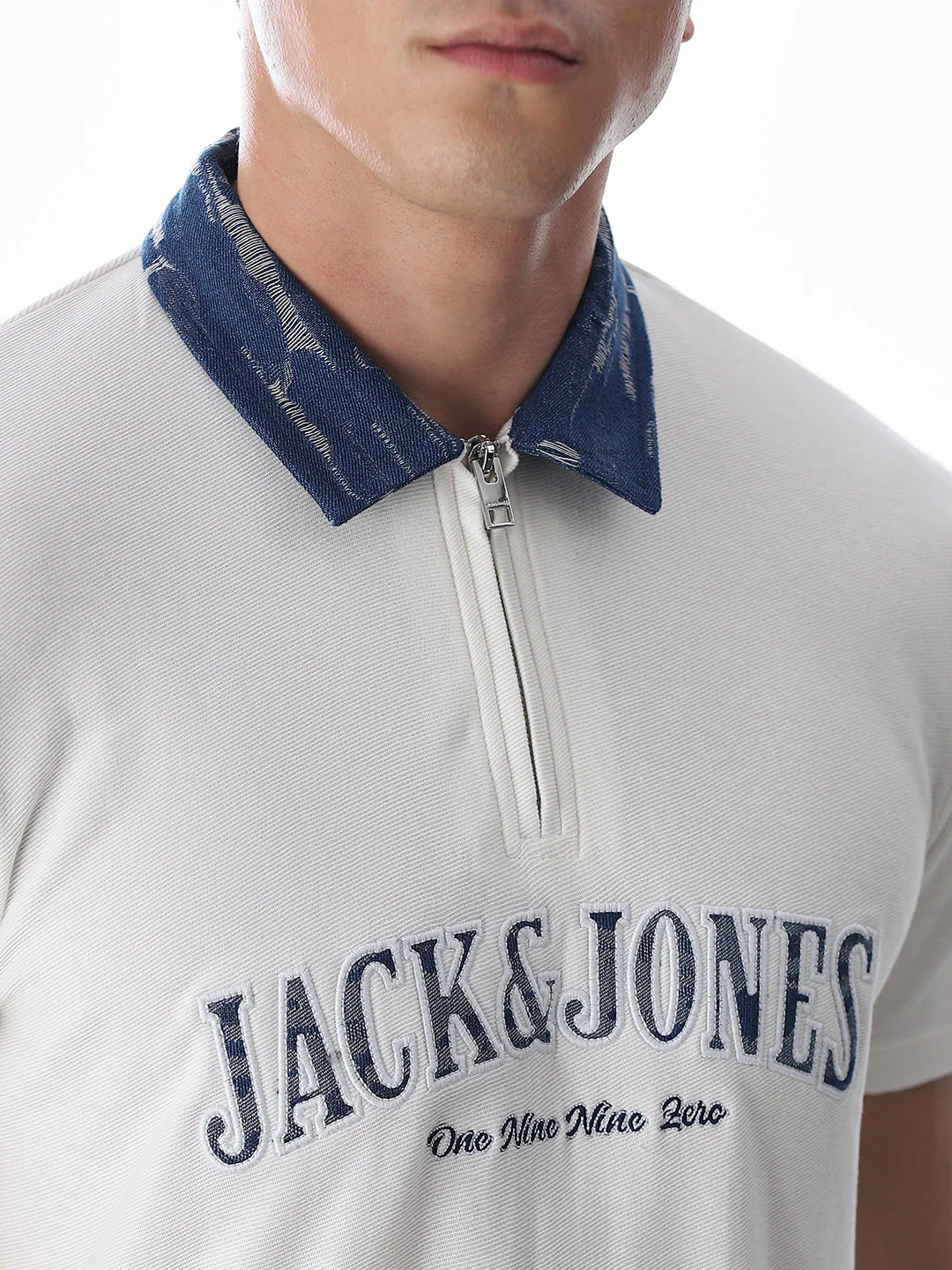 White Logo Print Cotton Polo - Image 5