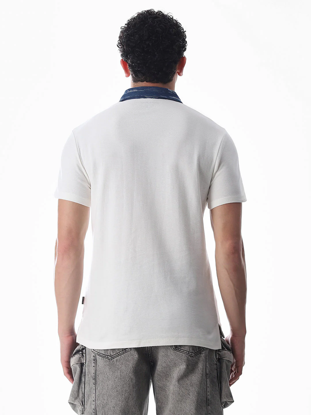 White Logo Print Cotton Polo - Image 9