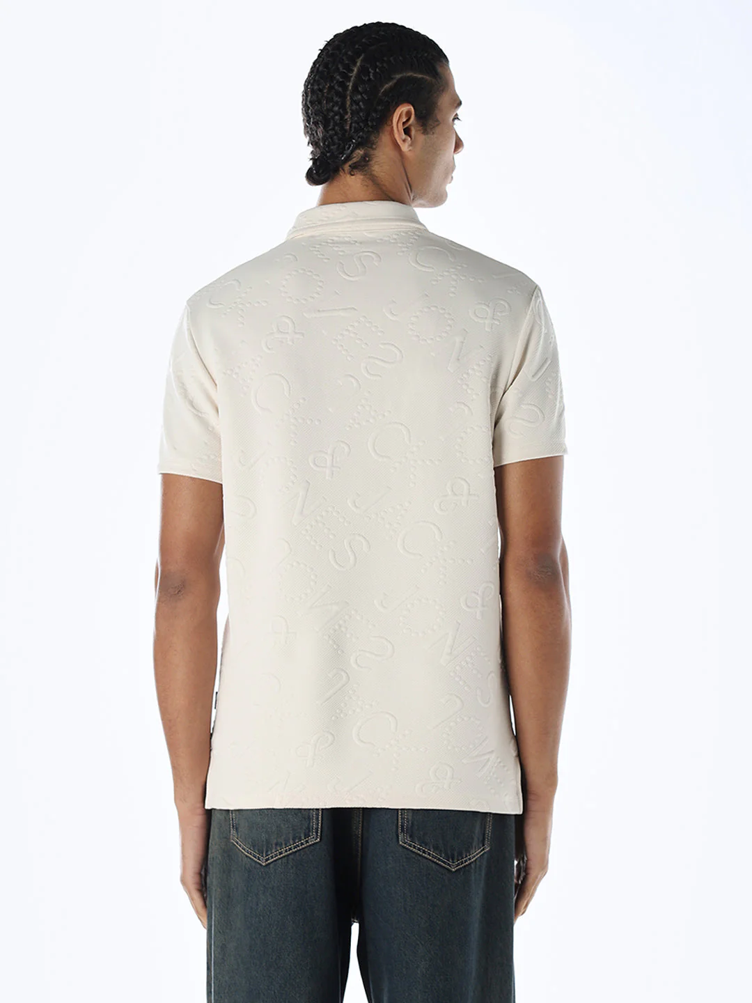 Jacquard Typography Printed Polo - Image 4