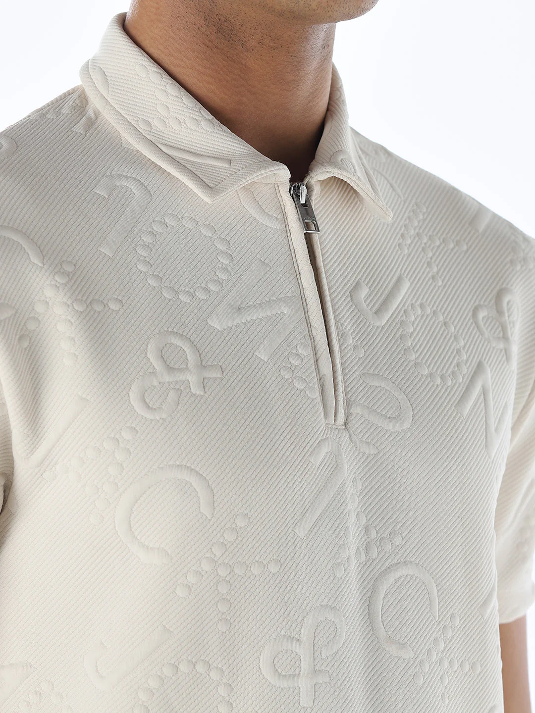 Jacquard Typography Printed Polo - Image 5