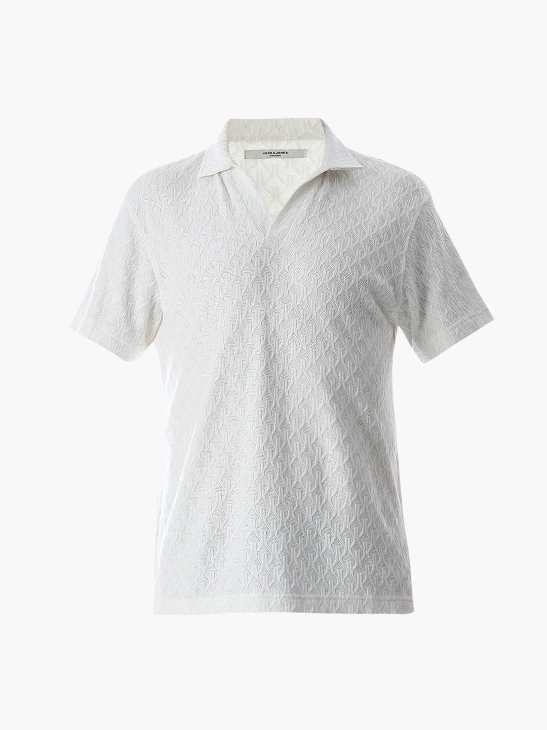 White Jacquard Cotton Polo - Image 7