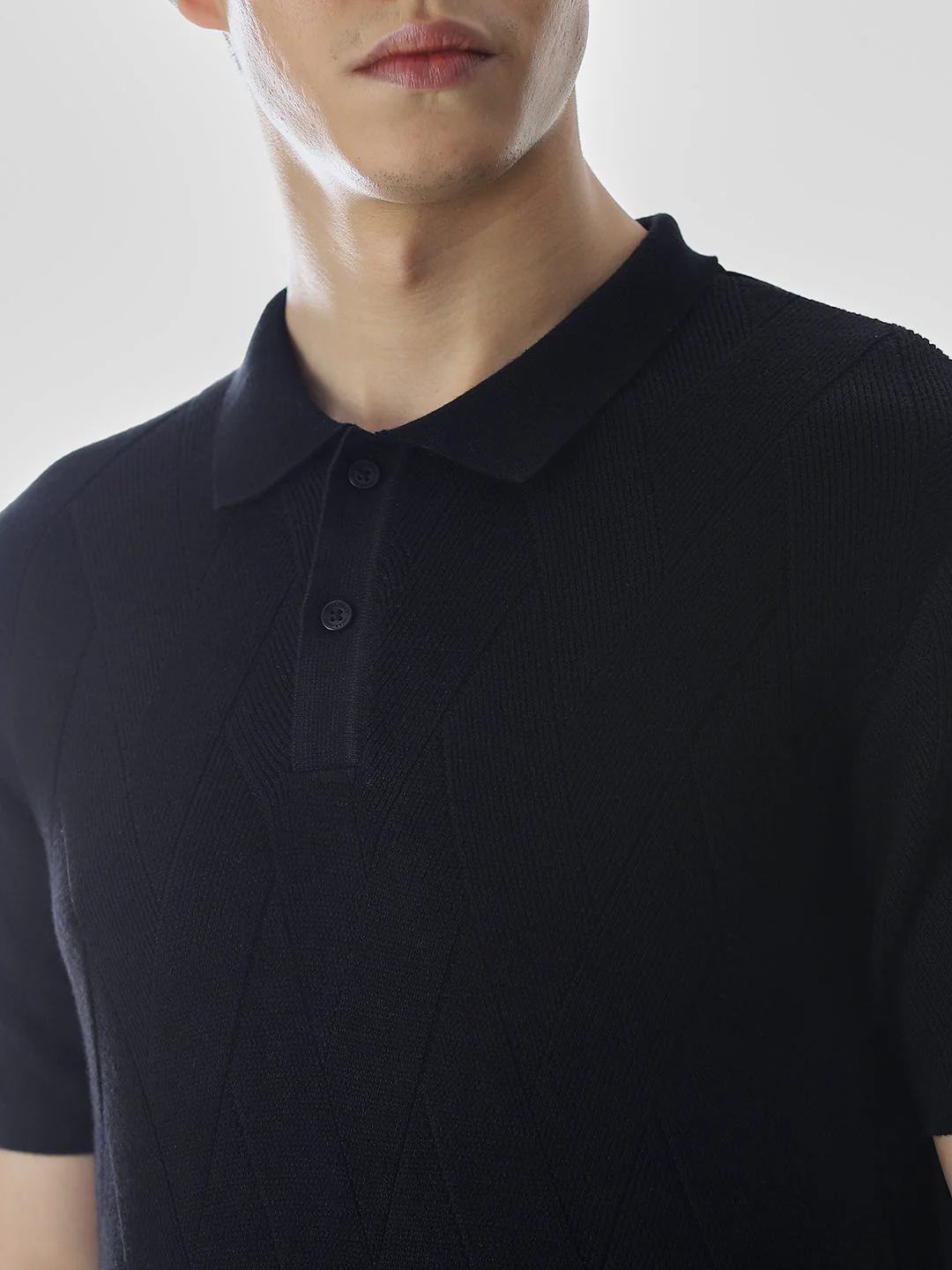 Black Knitted Cotton Polo - Image 5