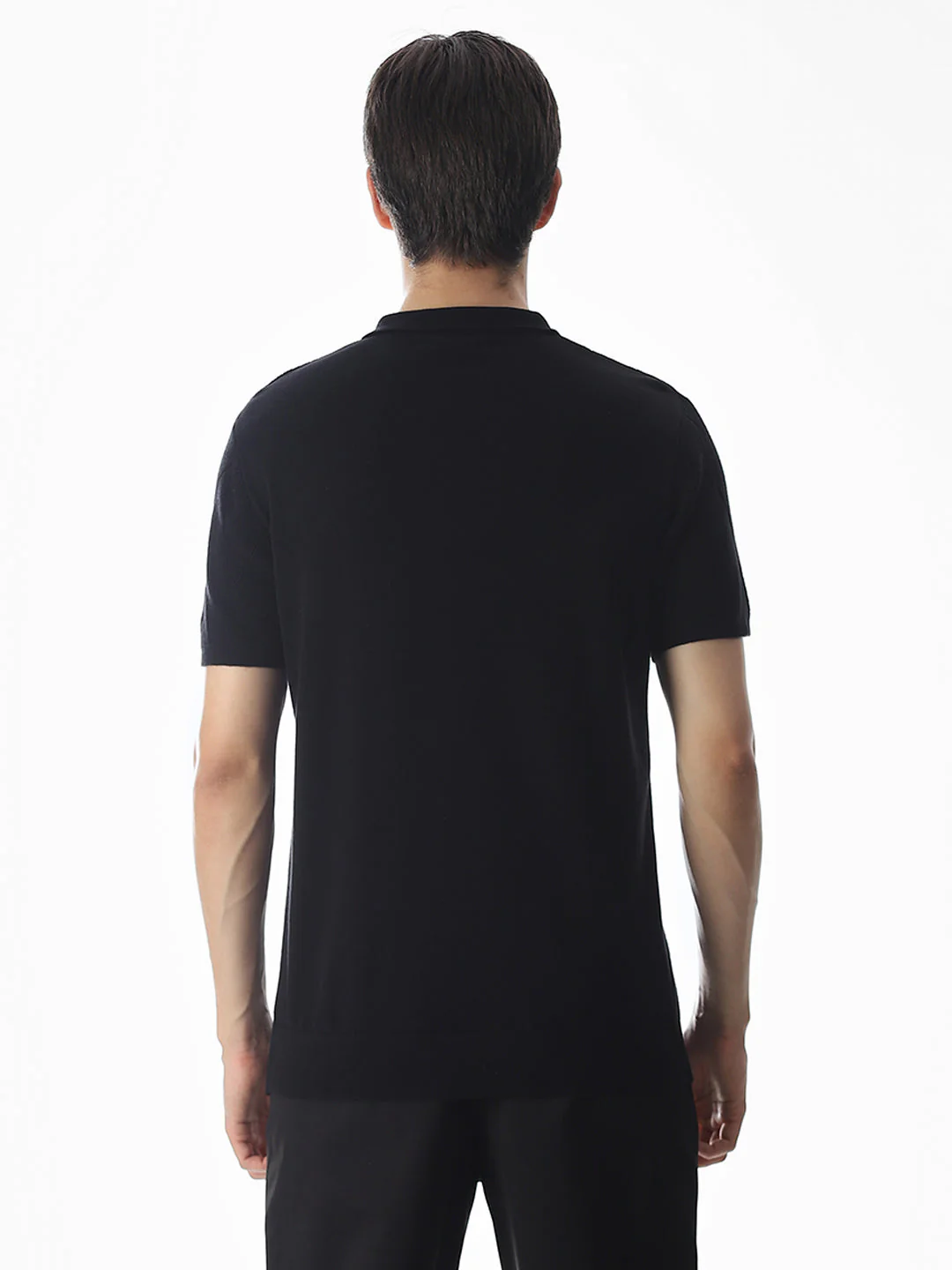 Black Knitted Cotton Polo - Image 9
