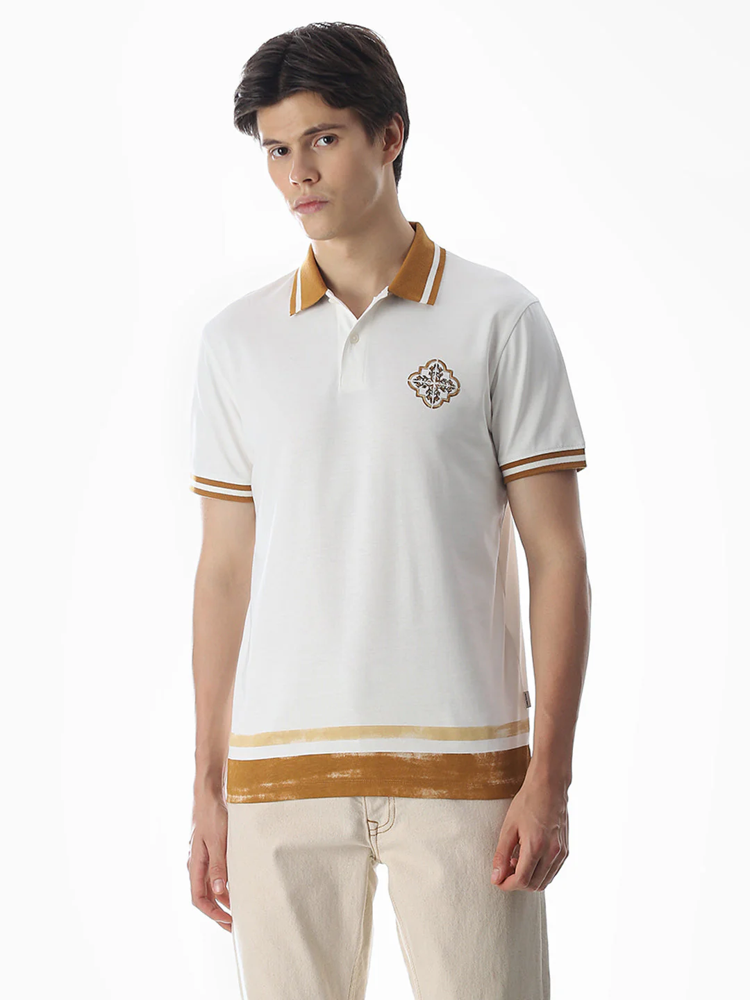 White Contrast Tipping Polo - Image 2