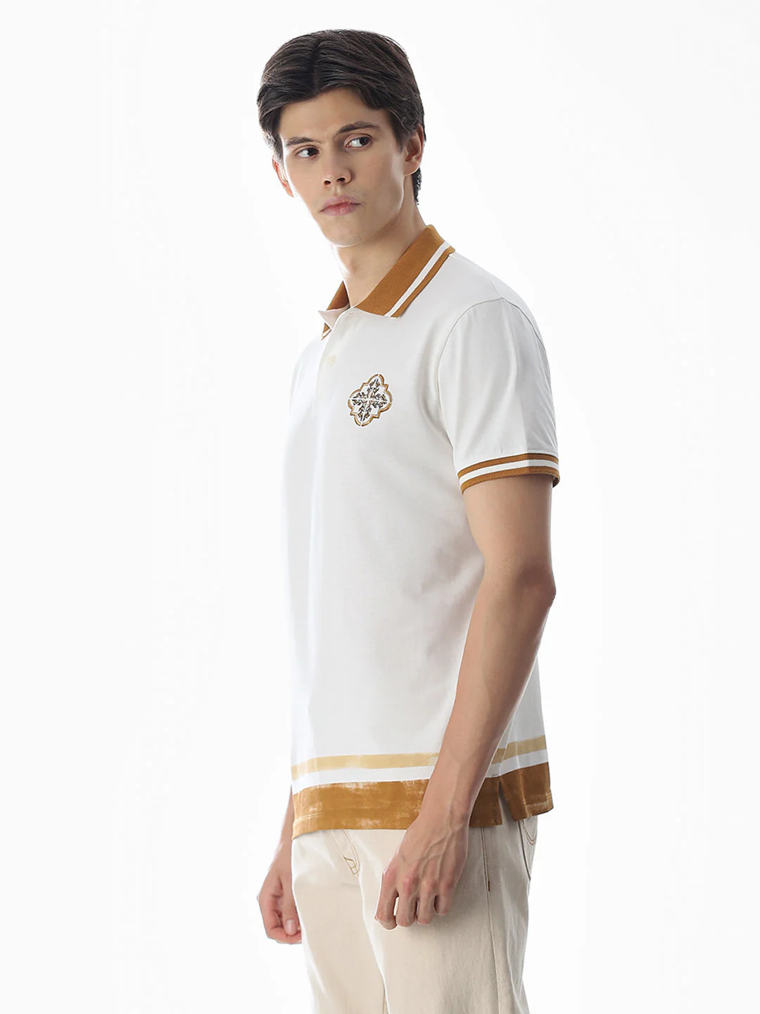 White Contrast Tipping Polo - Image 3