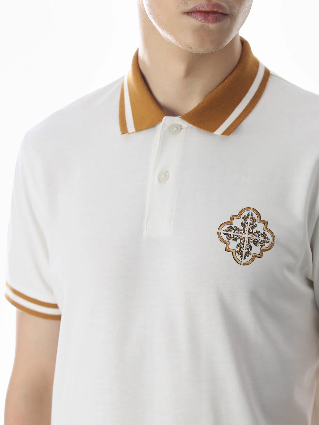 White Contrast Tipping Polo - Image 5