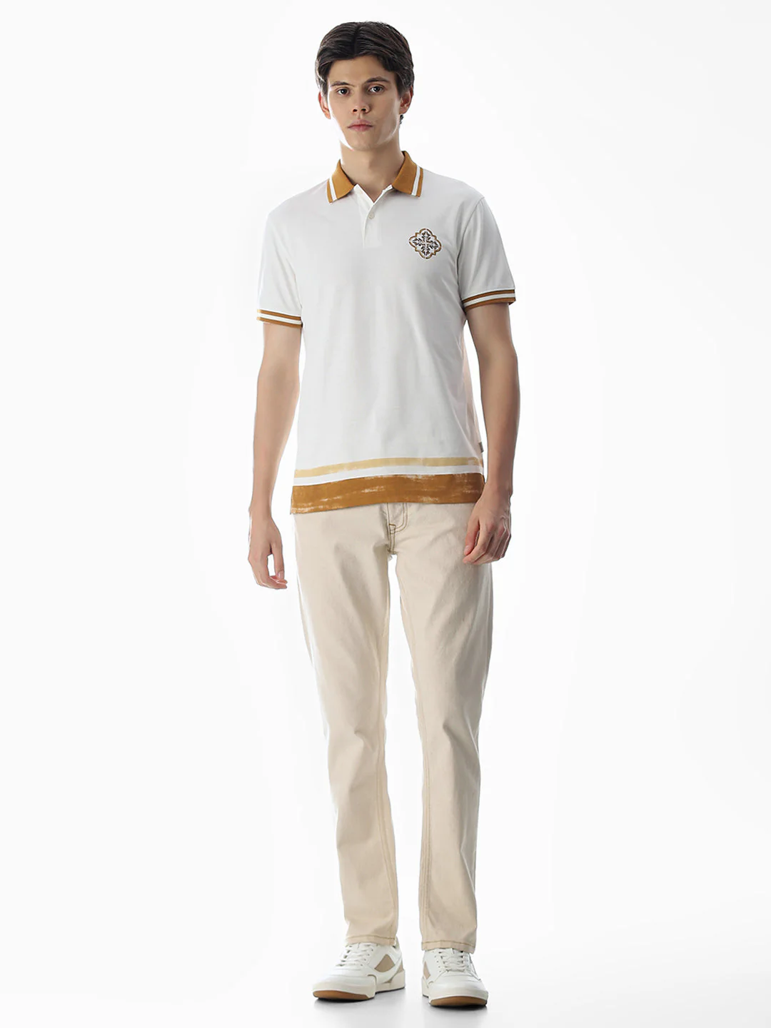 White Contrast Tipping Polo - Image 6