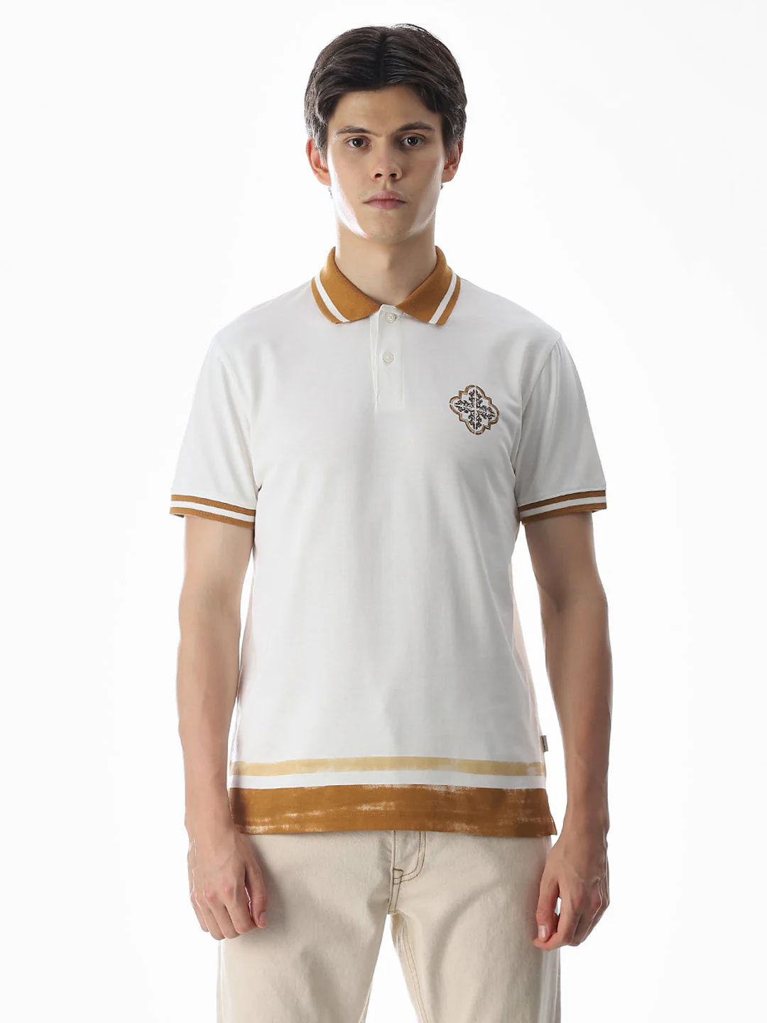 White Contrast Tipping Polo - Image 8