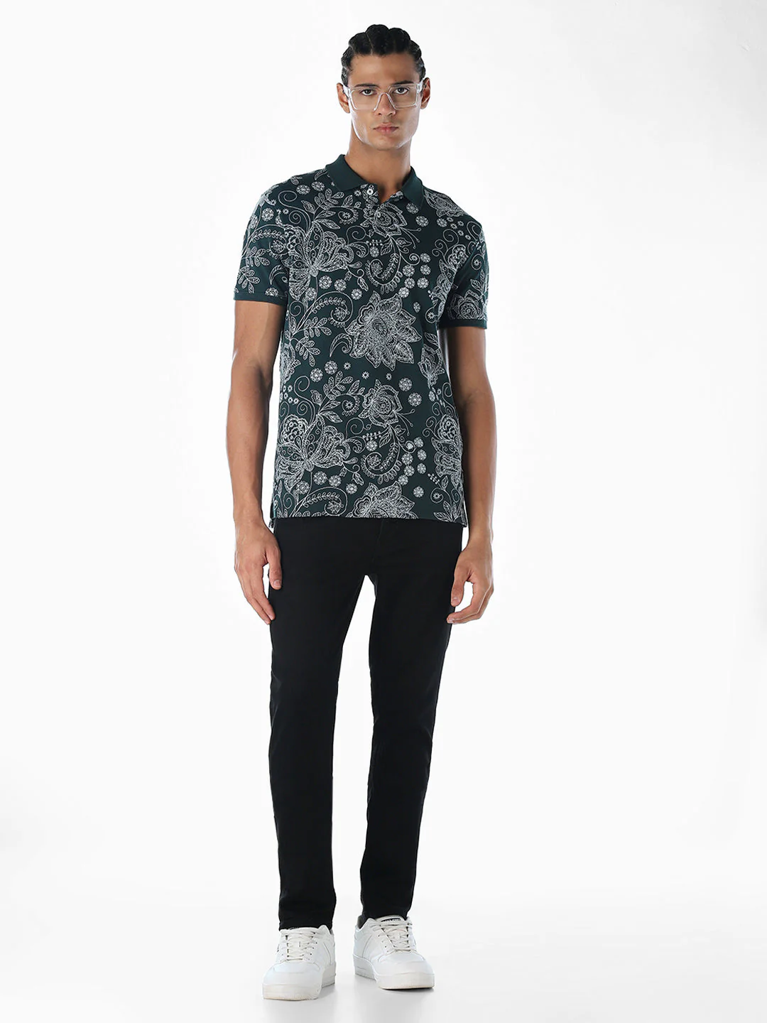 Printed Cotton Polo - Green - Image 6