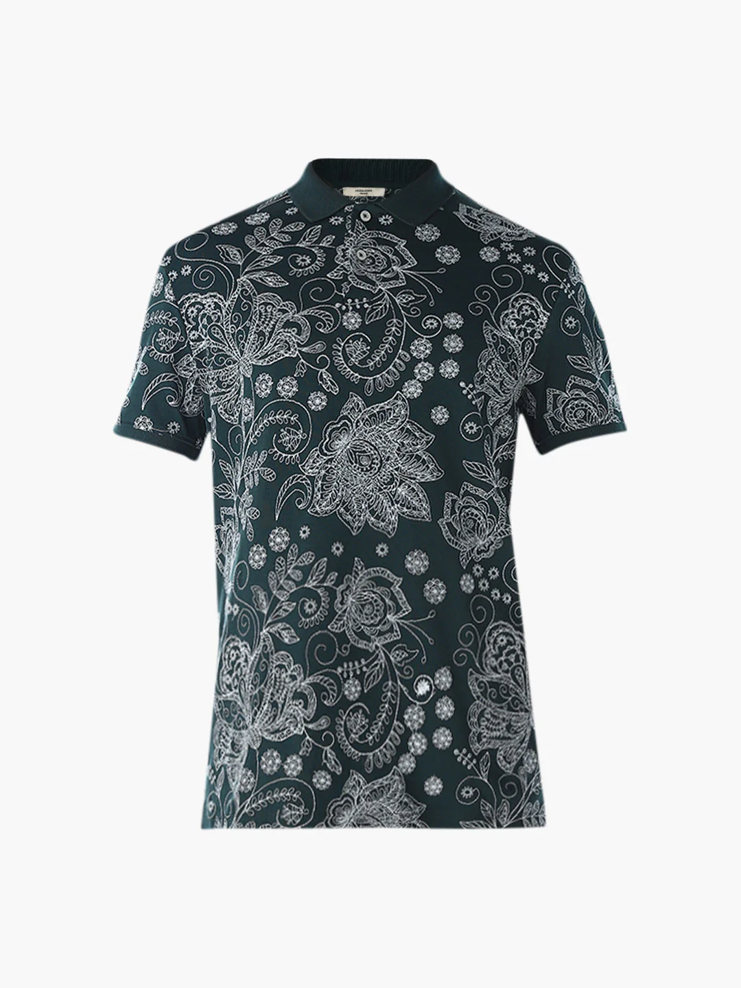 Printed Cotton Polo - Green - Image 7