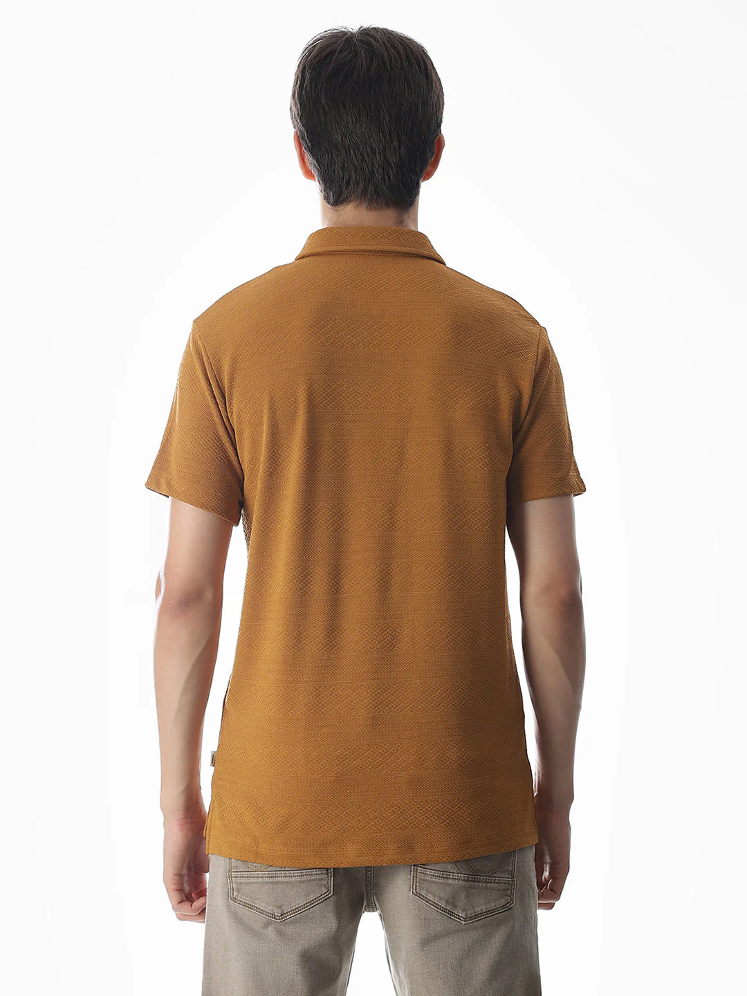Brown Jacquard Half-Zip Polo - Image 9