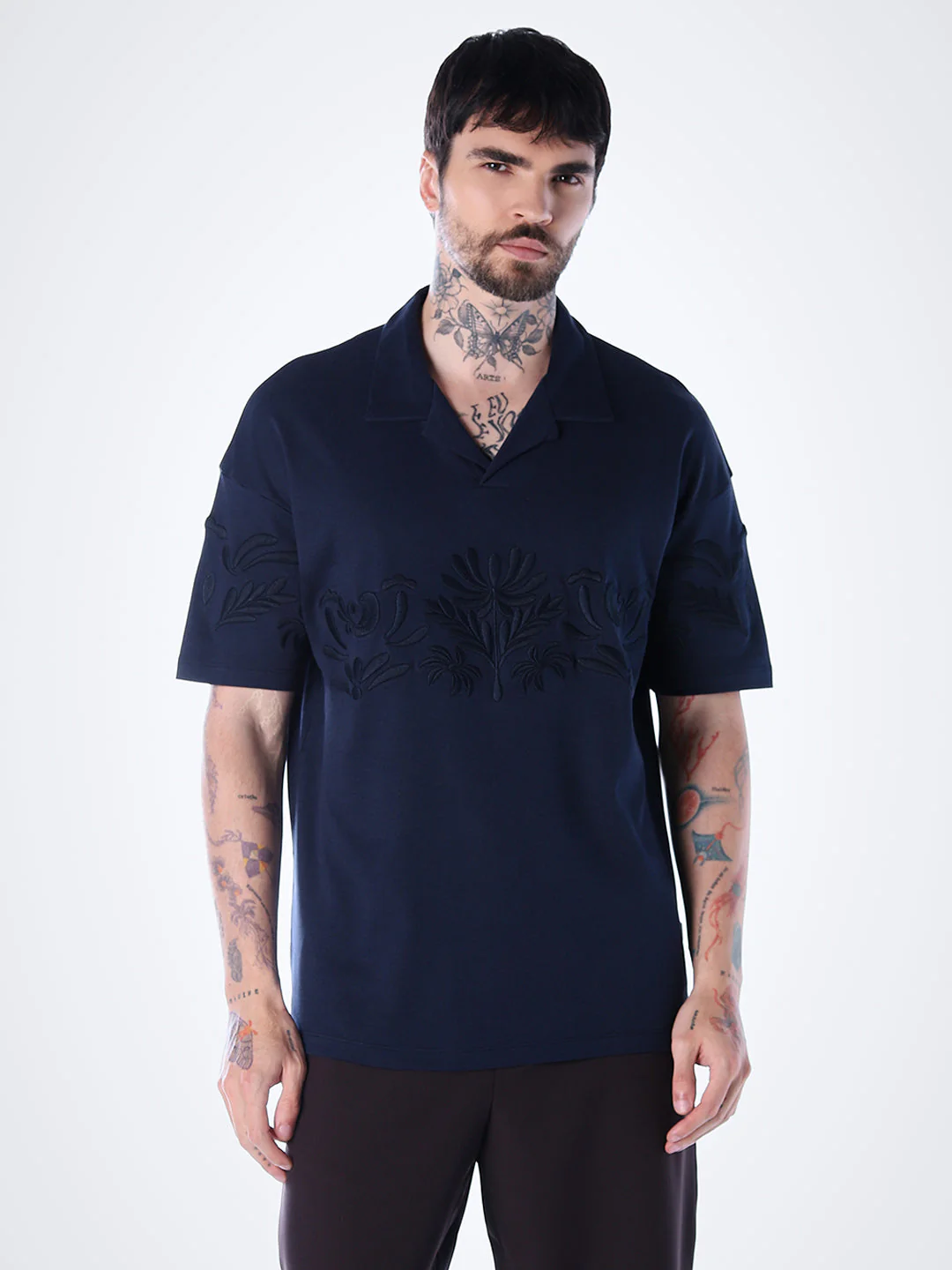 Embroidered Print Oversized Polo - Image 2