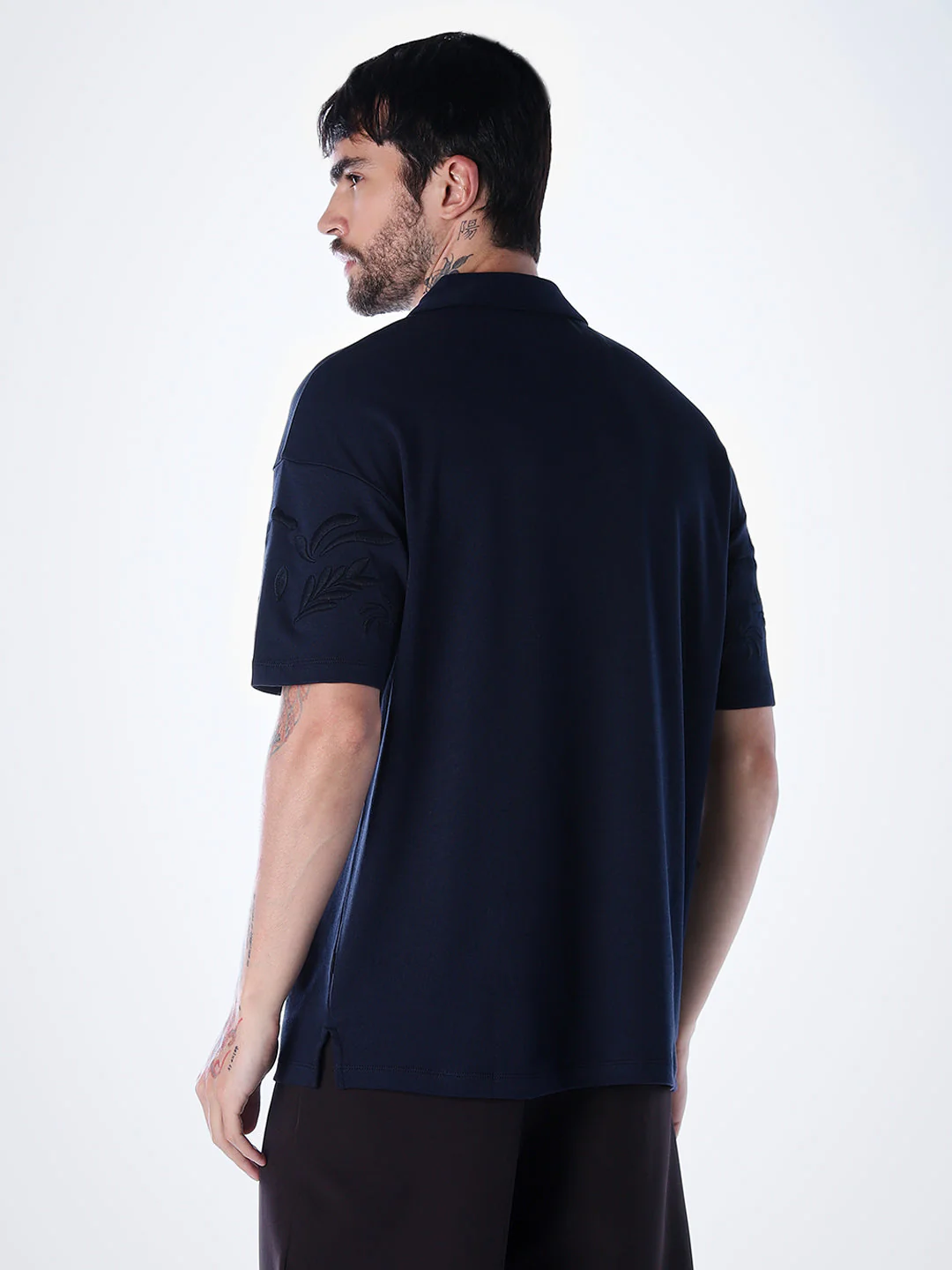 Embroidered Print Oversized Polo - Image 4