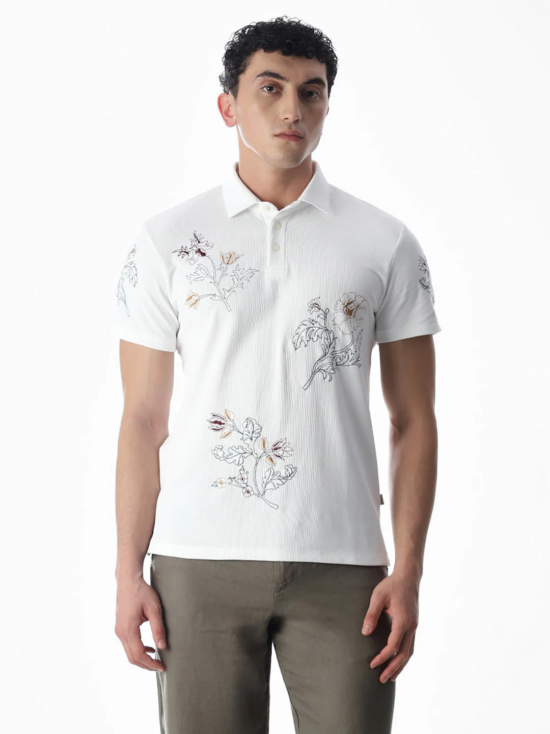 White Embroidered Polo - Image 2
